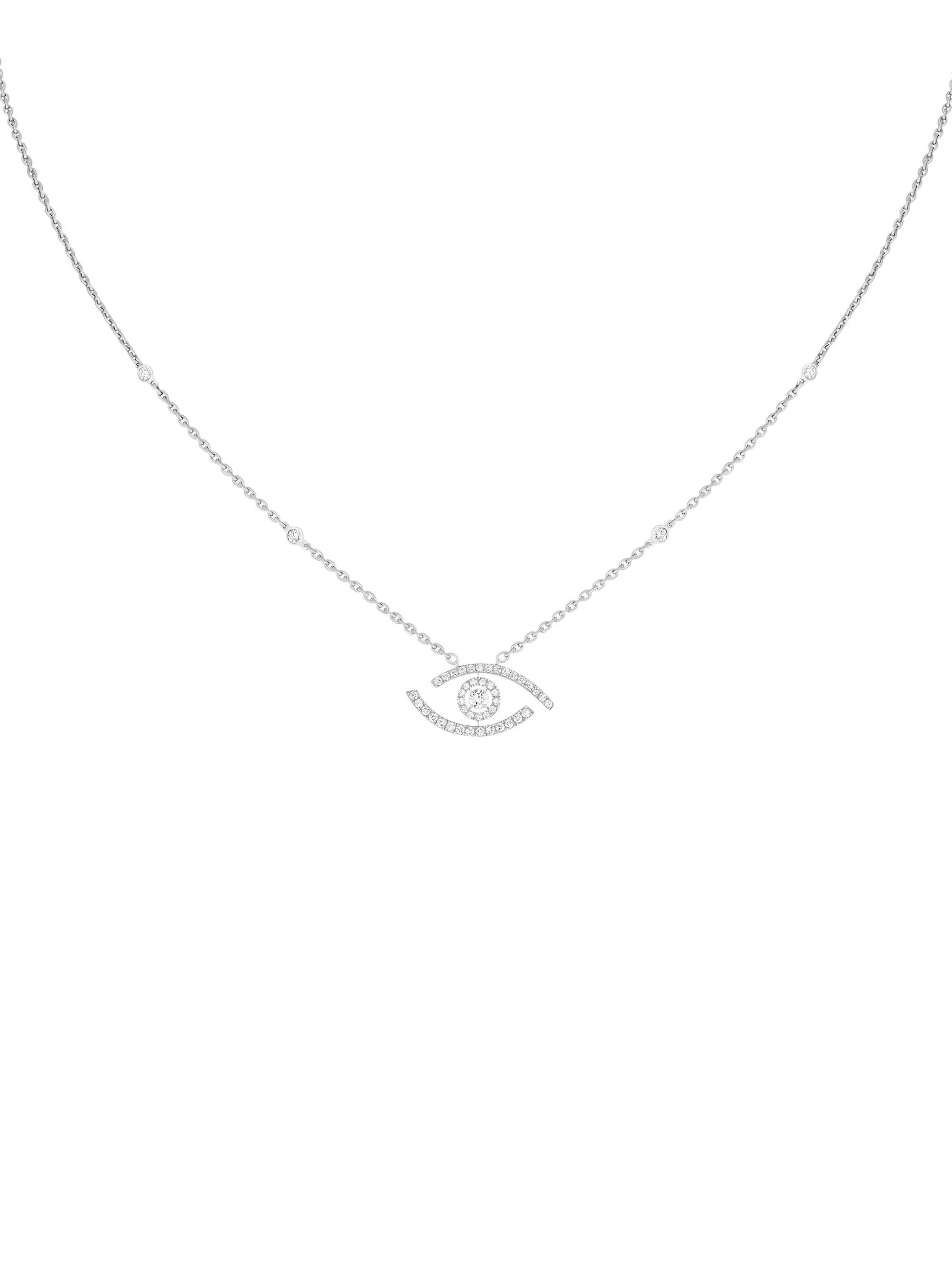 Women's Lucky Eye 18K White Gold & Pavé Diamond Necklace - White Gold - 1