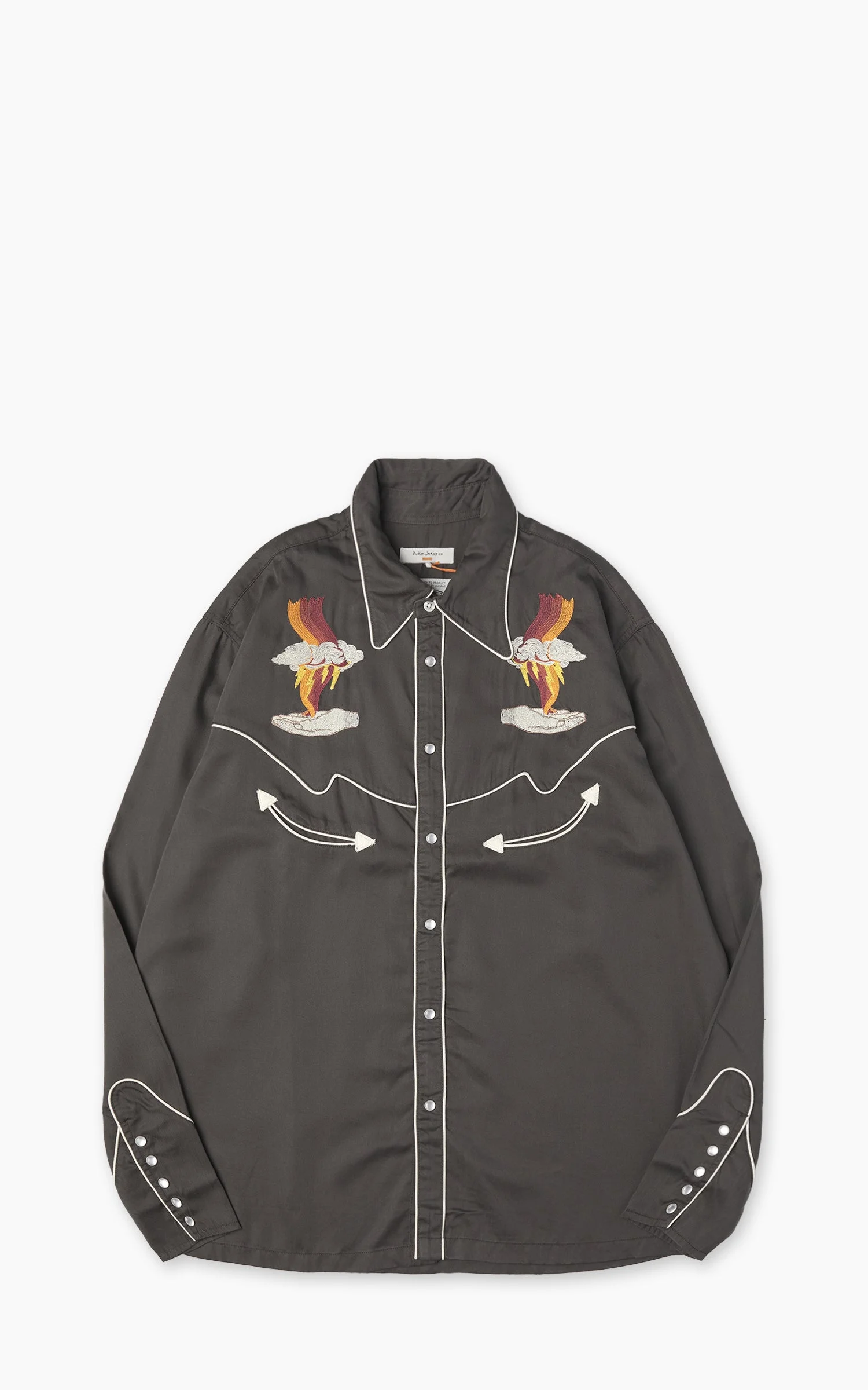 NUDIE JEANS GONZO WESTERN SHIRT SUNBURNS BLACK/BROWN - 1