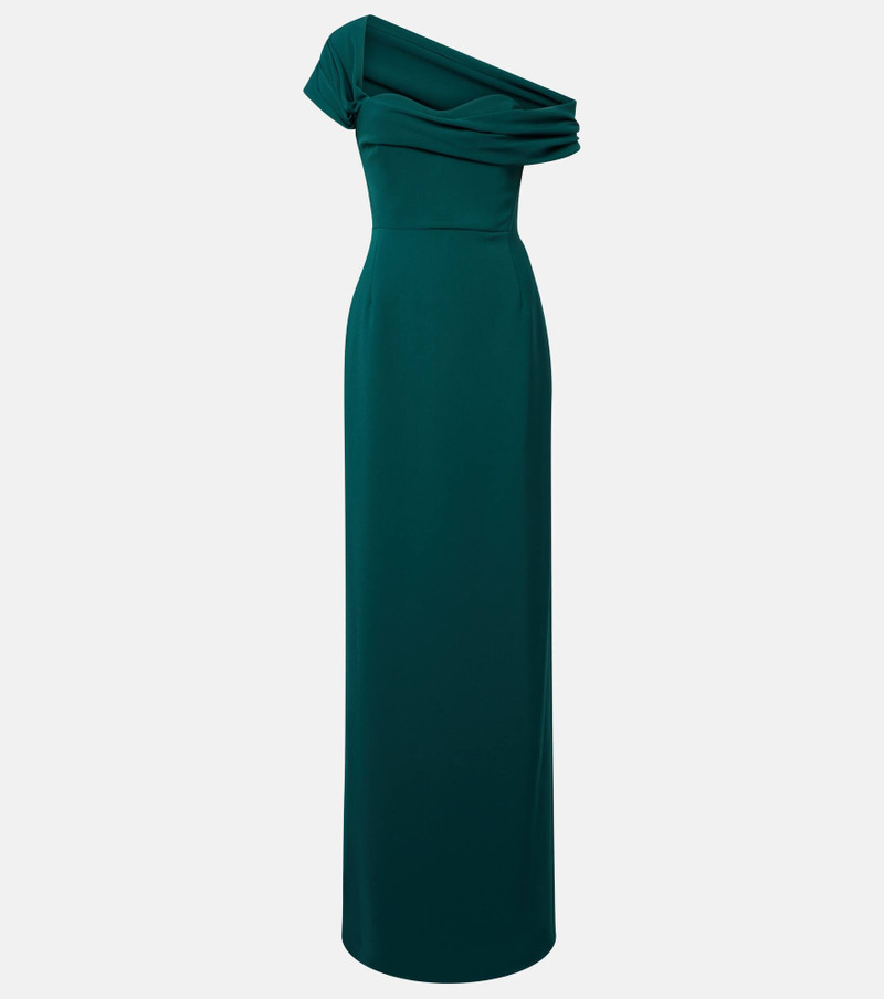 Floral off-shoulder crêpe gown 1
