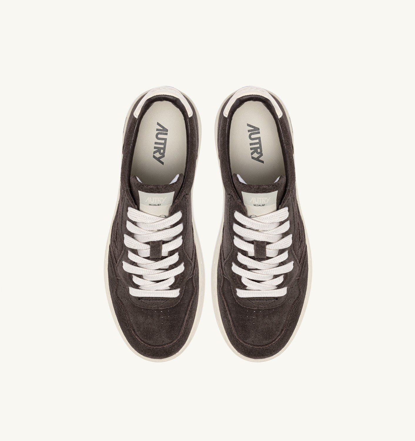 MEDALIST LOW SNEAKERS IN MOKA AND OFF WHITE SUEDE - 5