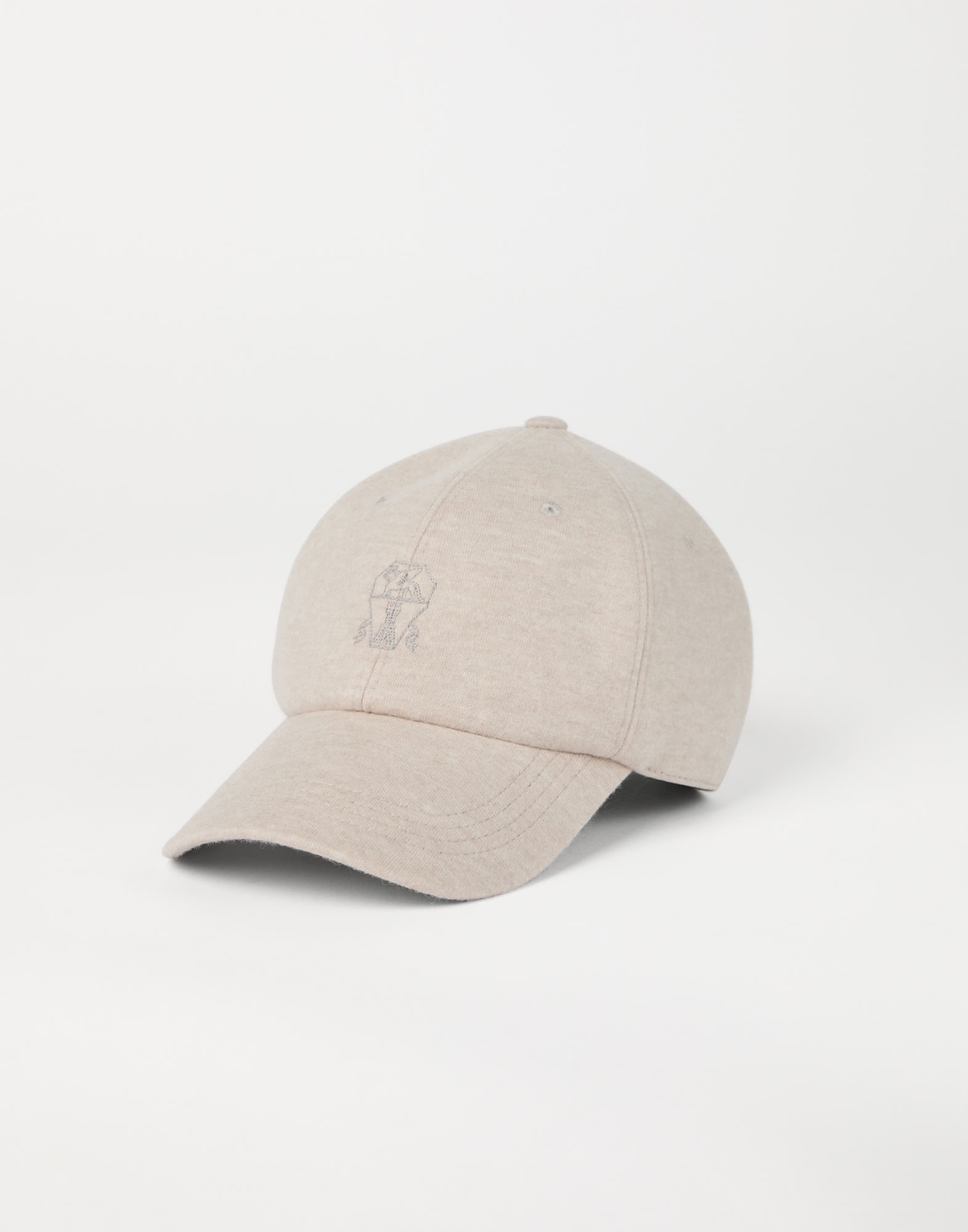Cashmere jersey baseball cap with embroidered logo - 1