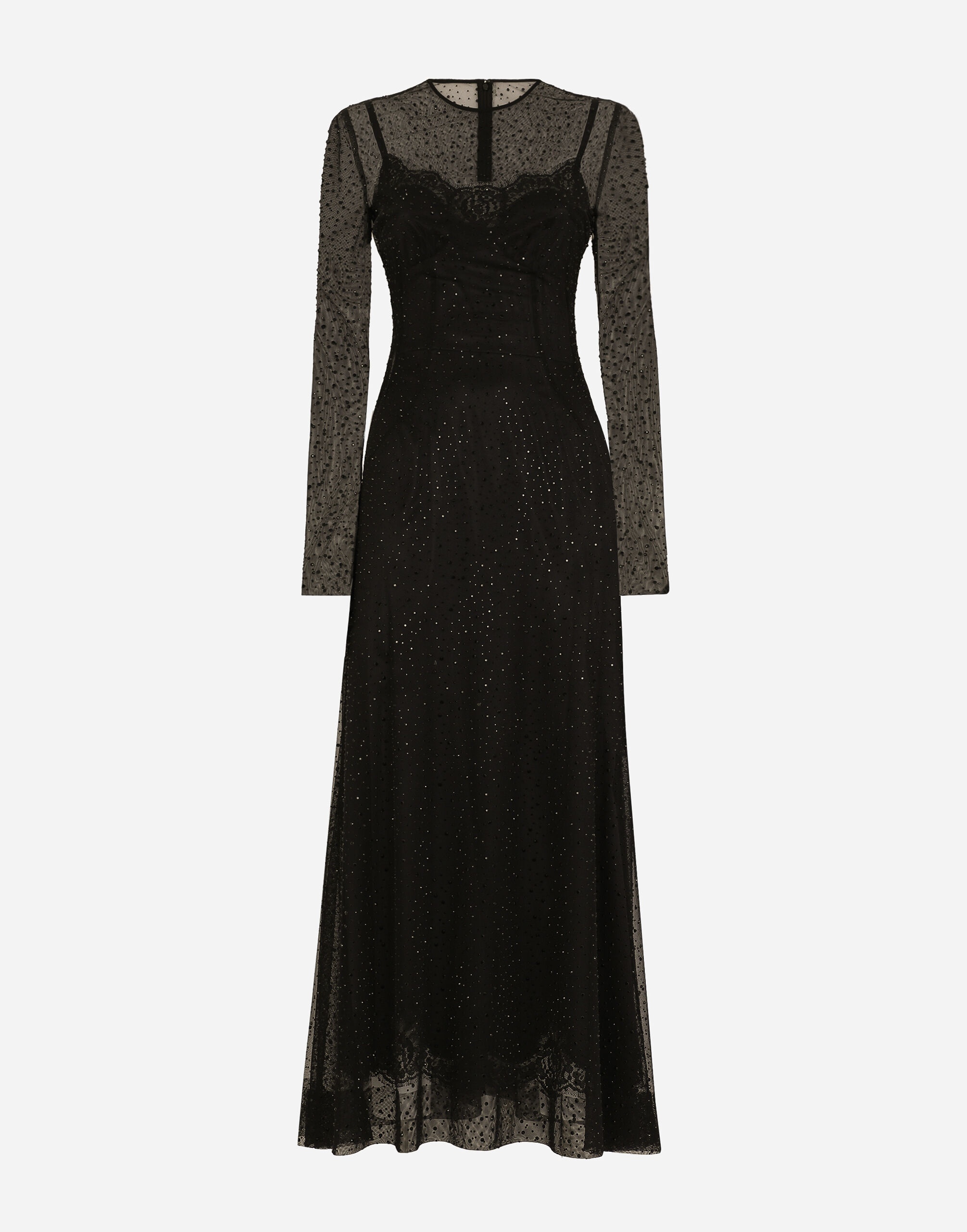 Long tulle dress with fusible rhinestone embellishment - 1