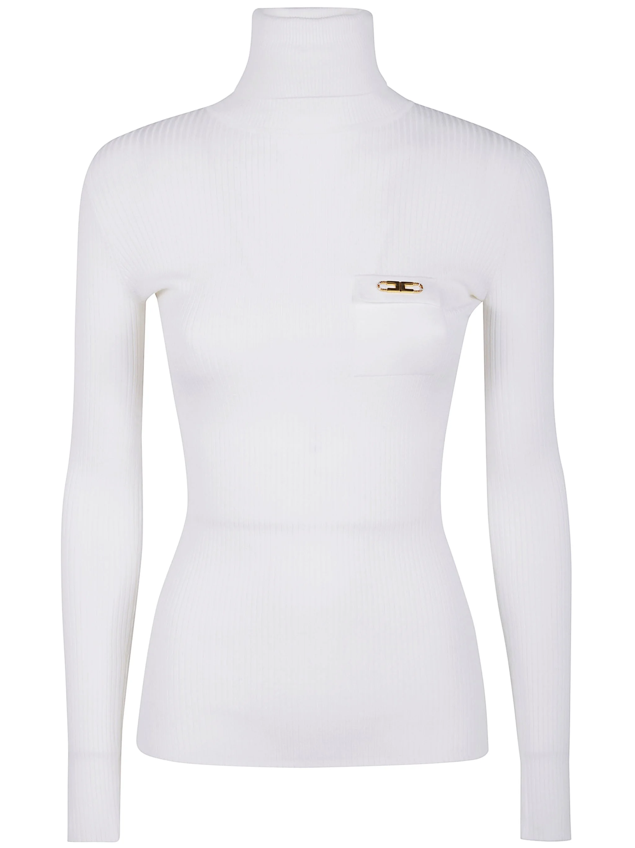 Introducing the 'Turtleneck Ribbed T-Shirt' from the renowned brand Elisabetta Franchi, a stunning a - 1