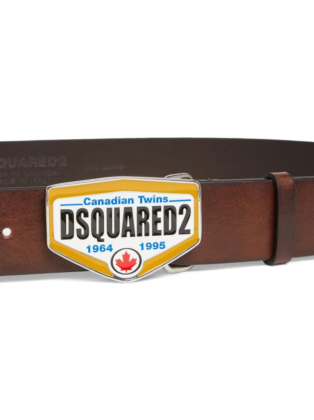 logo-buckle leather belt - 3