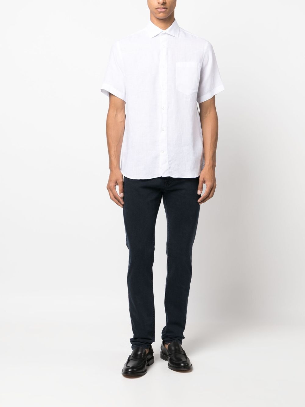 short-sleeved linen shirt - 2