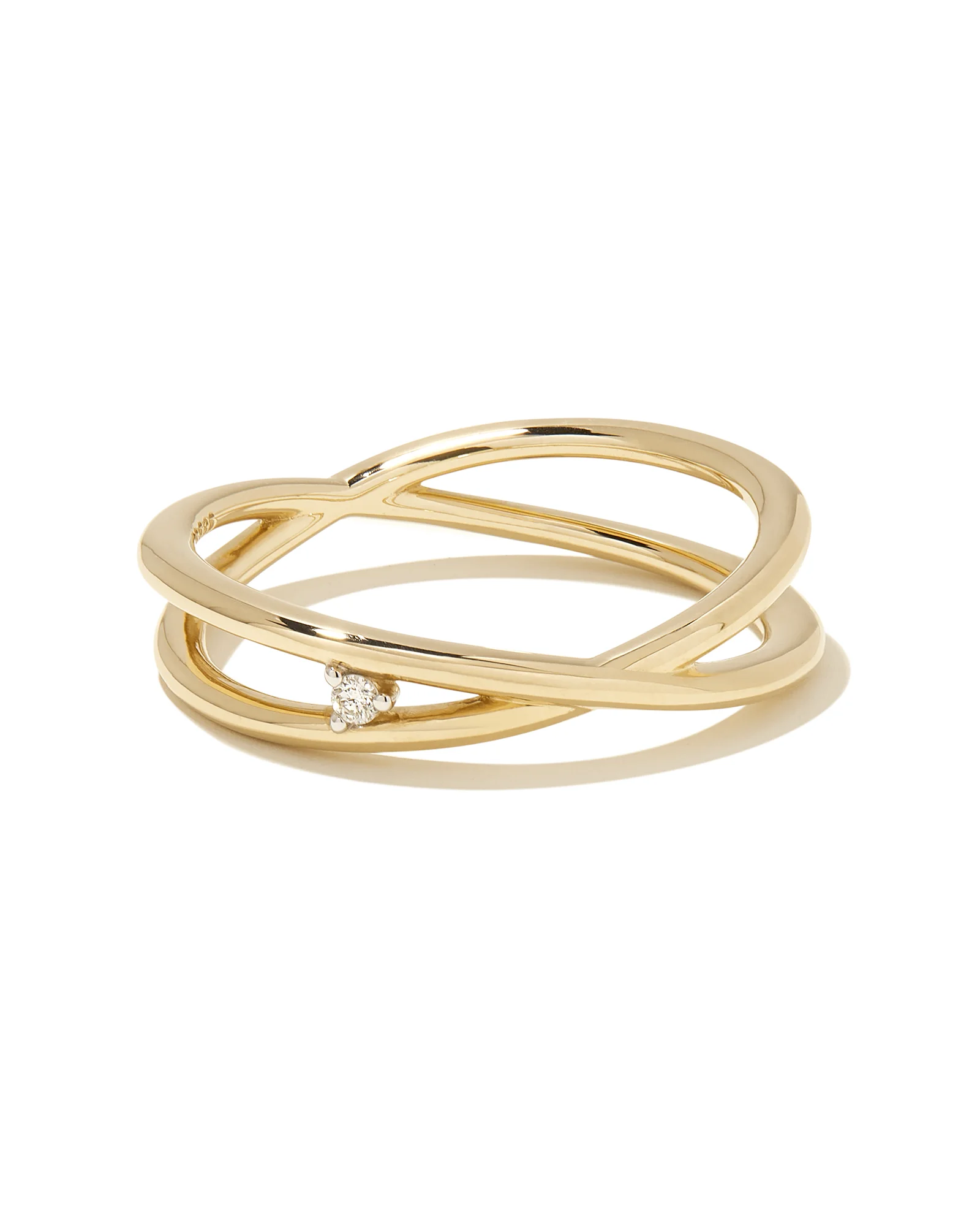 Caroline 14k Yellow Gold Band Ring in White Diamond - 1