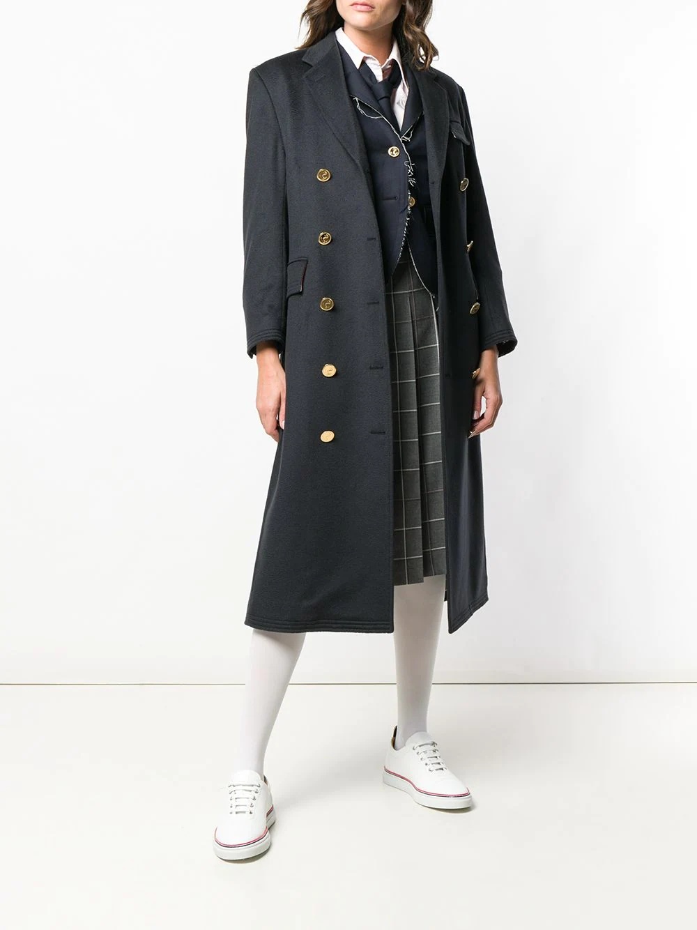 double-breasted mid-length overcoat - 2