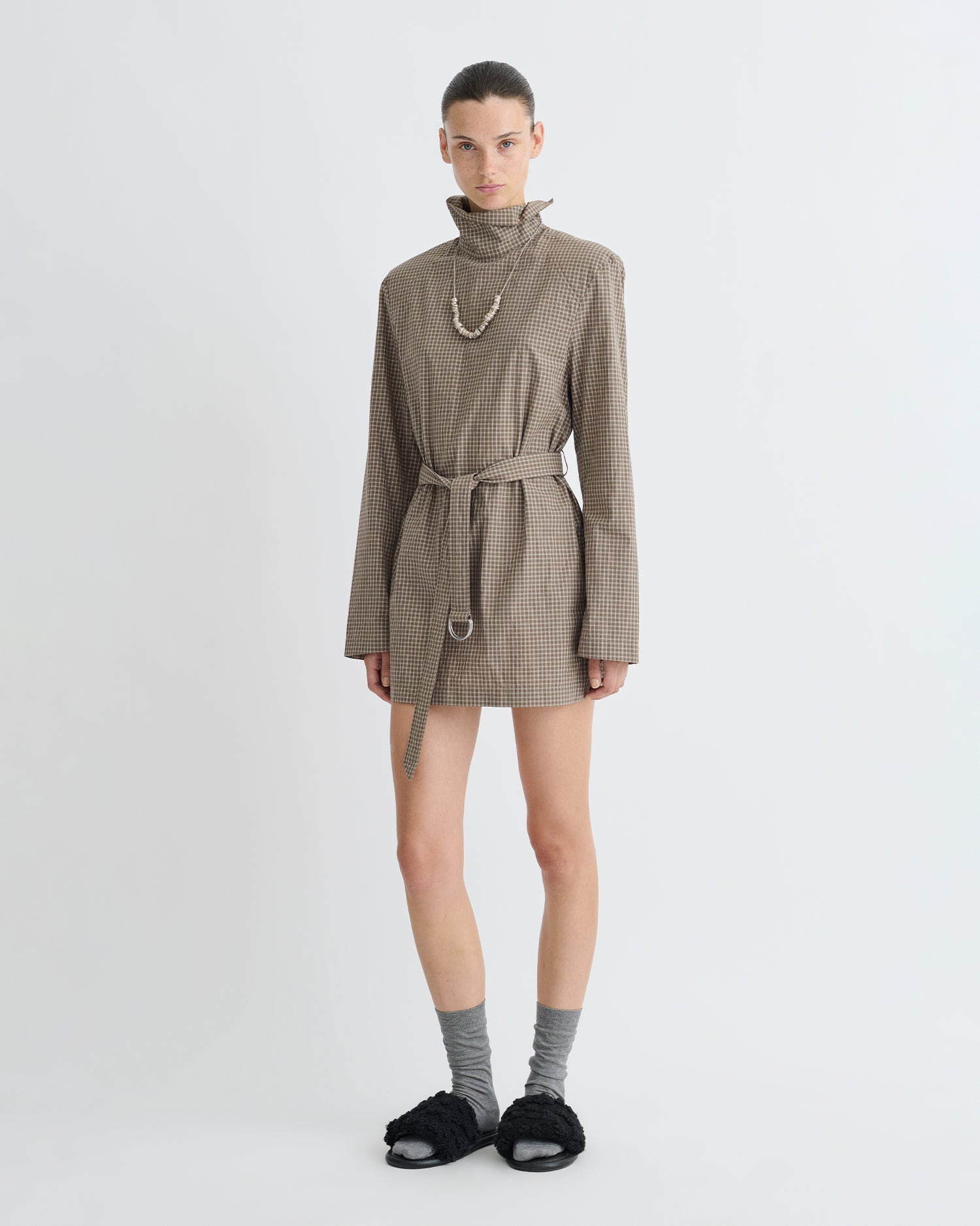 Checked Shirting Mini Dress - 4