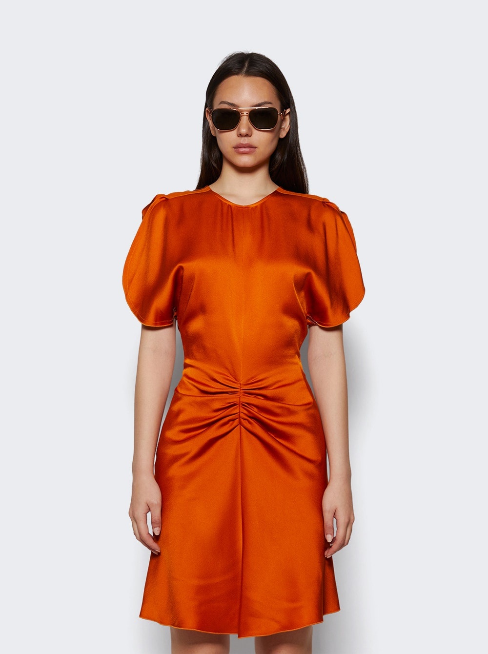 Gathered Waist Mini Dress Sunset Orange - 2