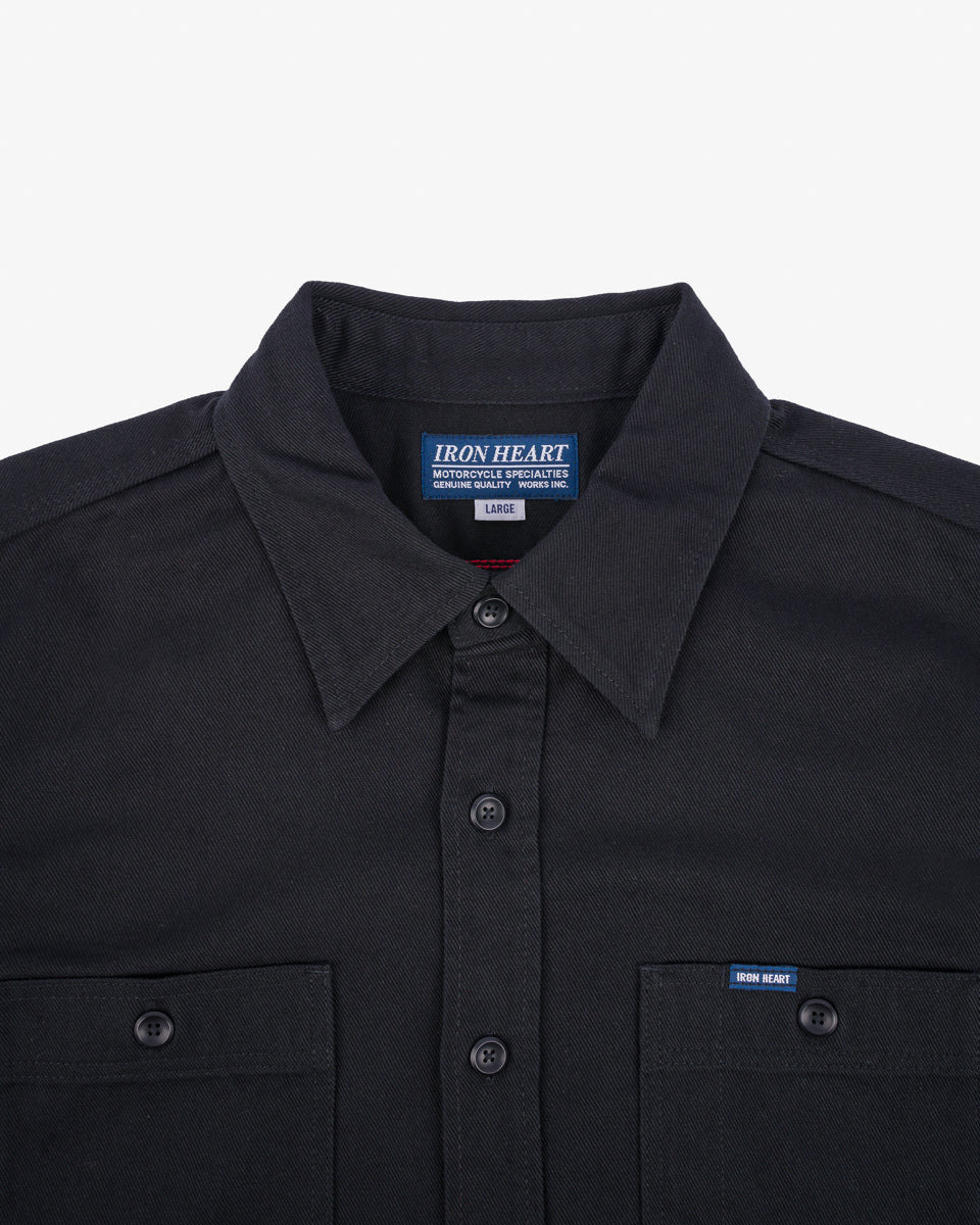 IHSH-414-BLK 9oz Cotton Linen Work Shirt - Black - 5