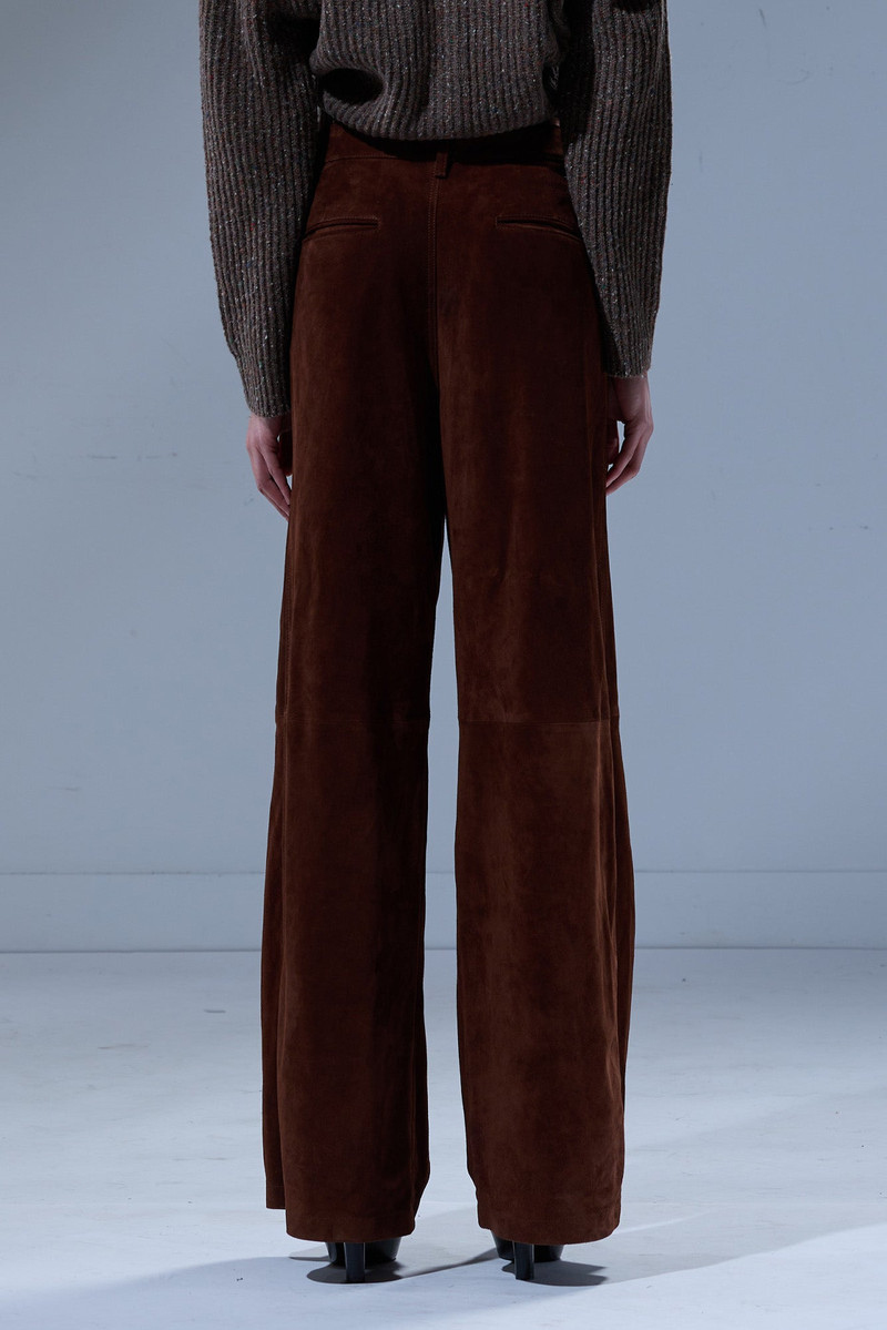 PLEATED WIDE LEG LEATHER PANT 4
