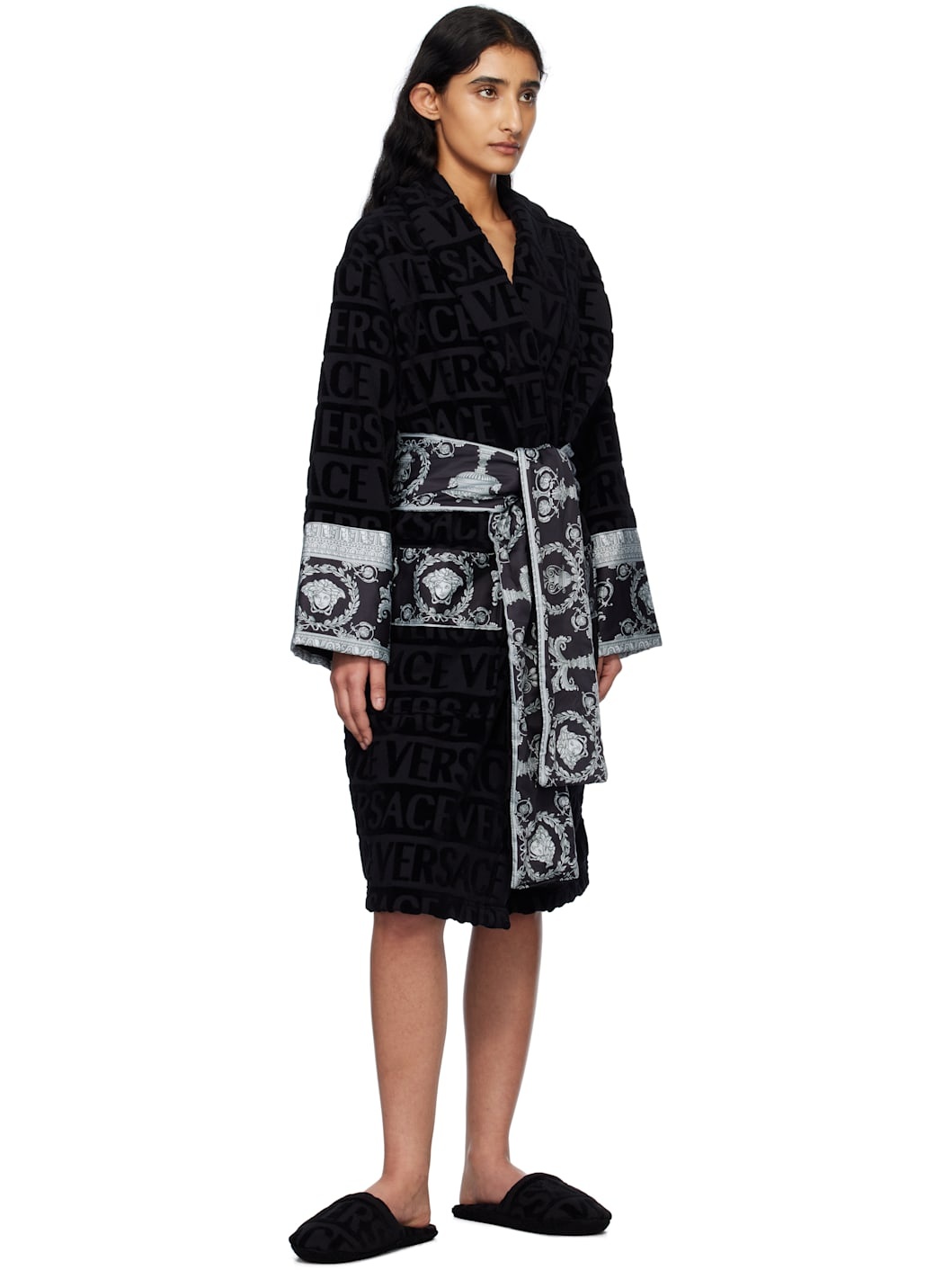Black 'I Heart Baroque' Bathrobe - 4