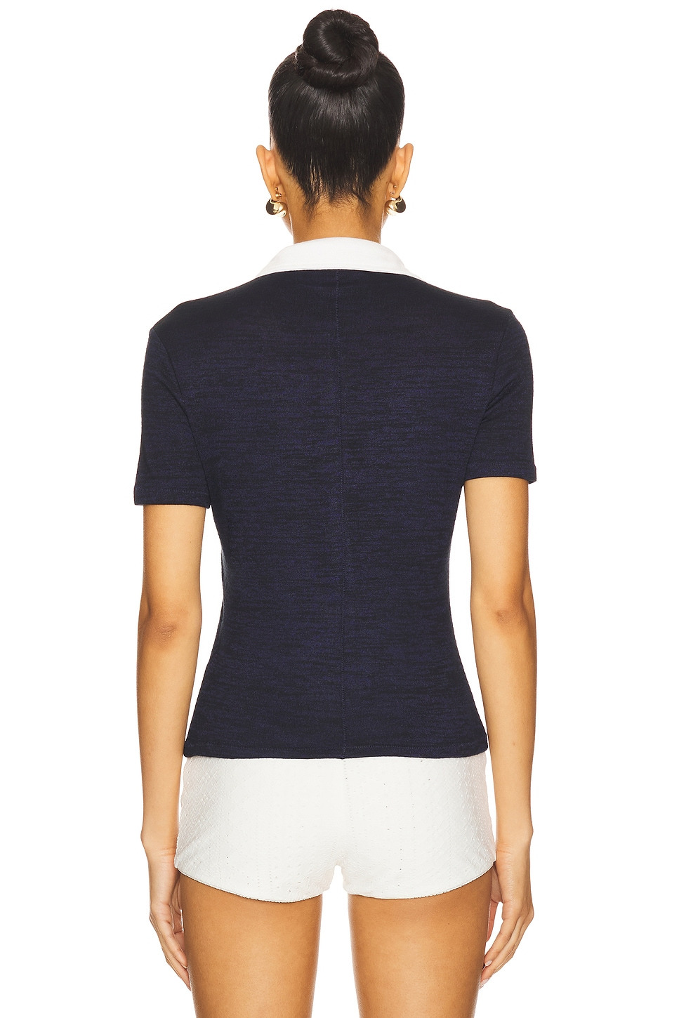 Knit Button Short Sleeve Polo Top - 3