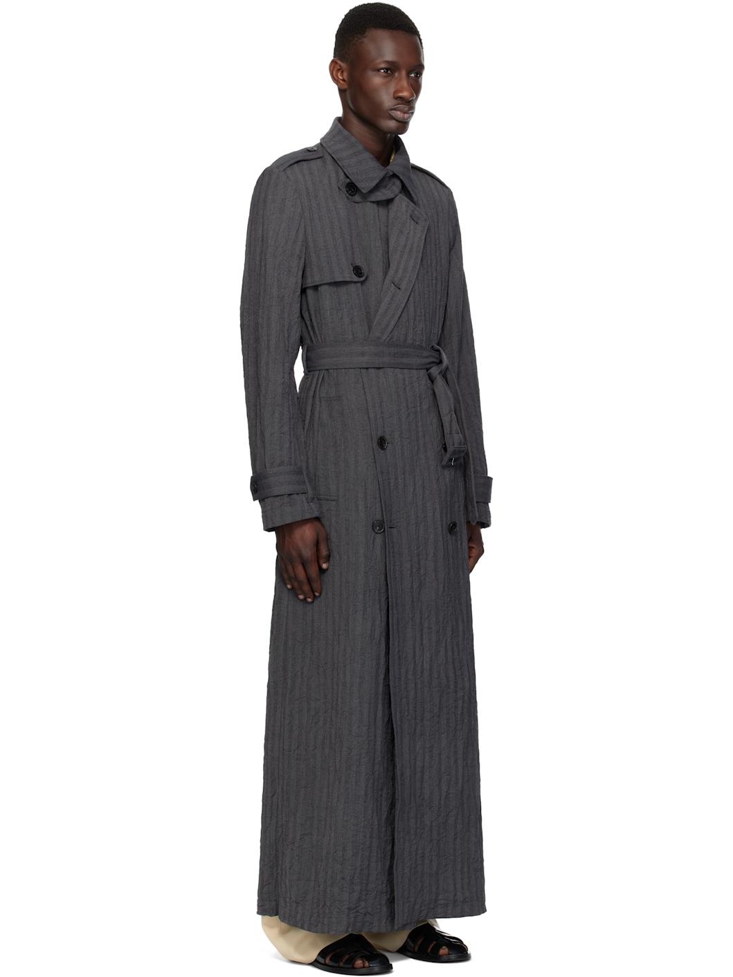 Navy Double-Breasted Trench Coat - 2