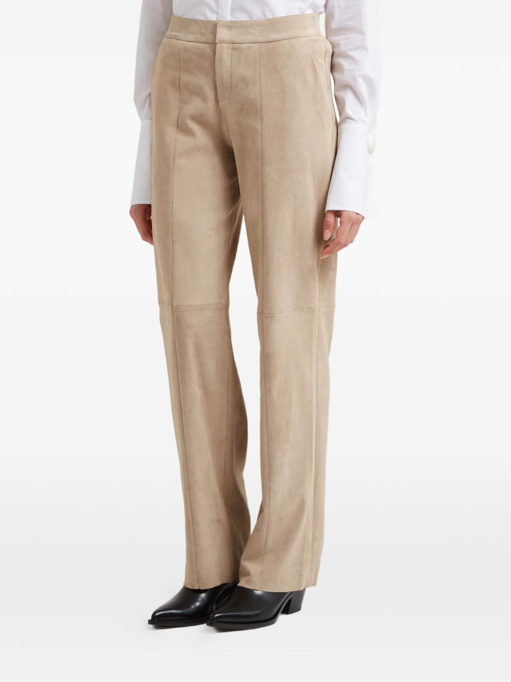 suede panel trousers - 2