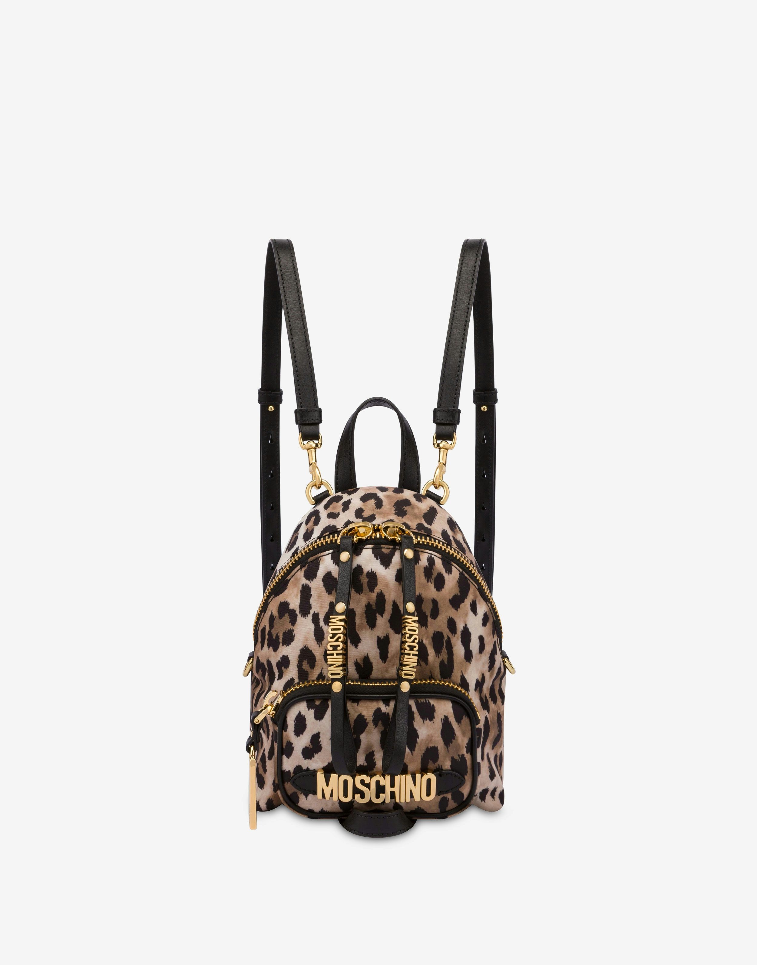 Moschino LEOPARD PRINT MINI BACKPACK REVERSIBLE