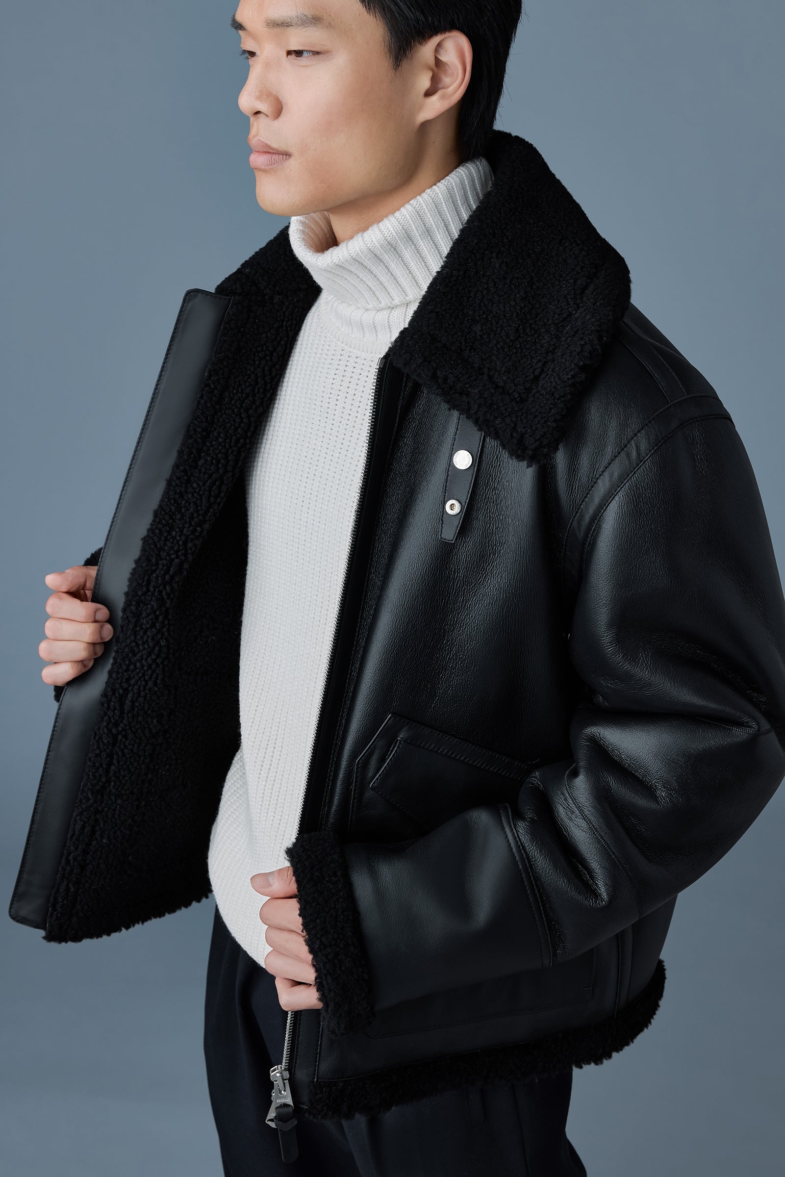 ATLAS-SH Shearling and leather aviator-style jacket - 5