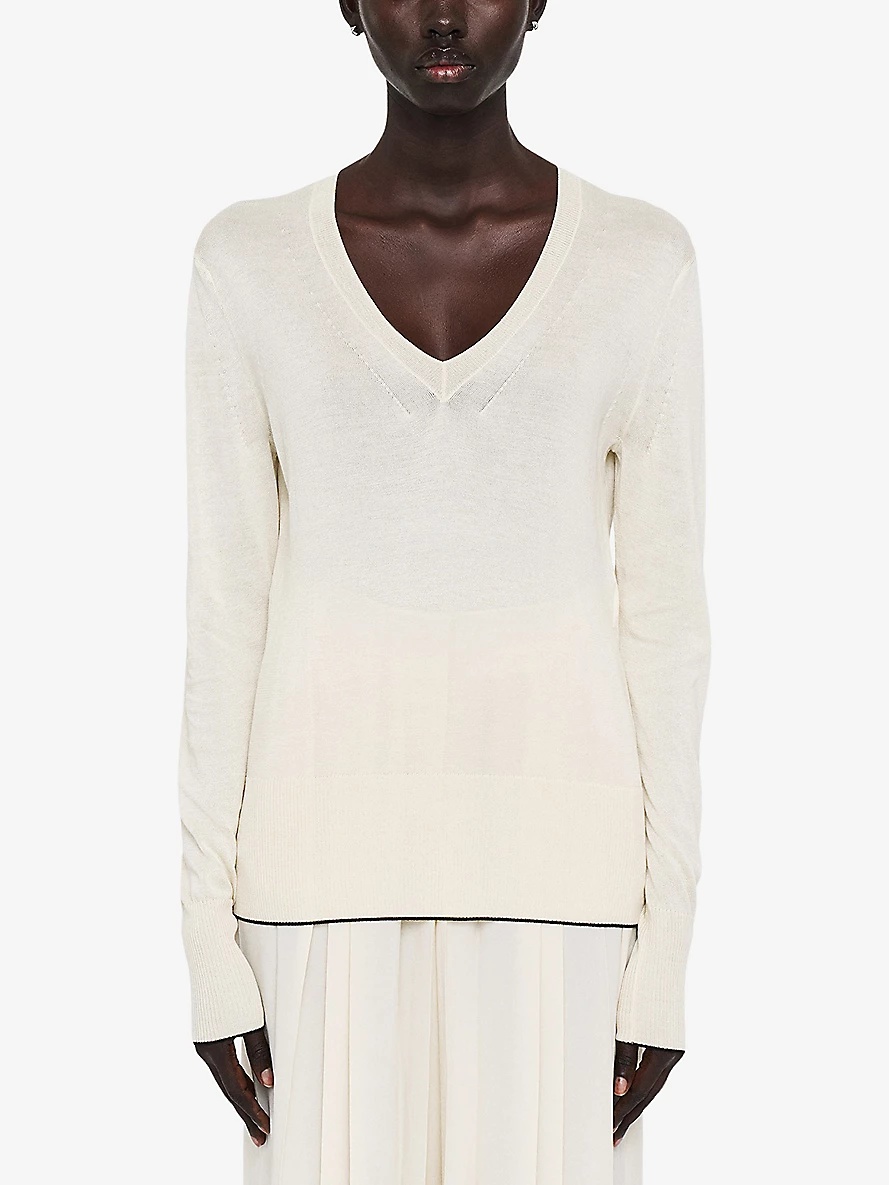 Long-sleeved round-neck cotton and silk top - 3