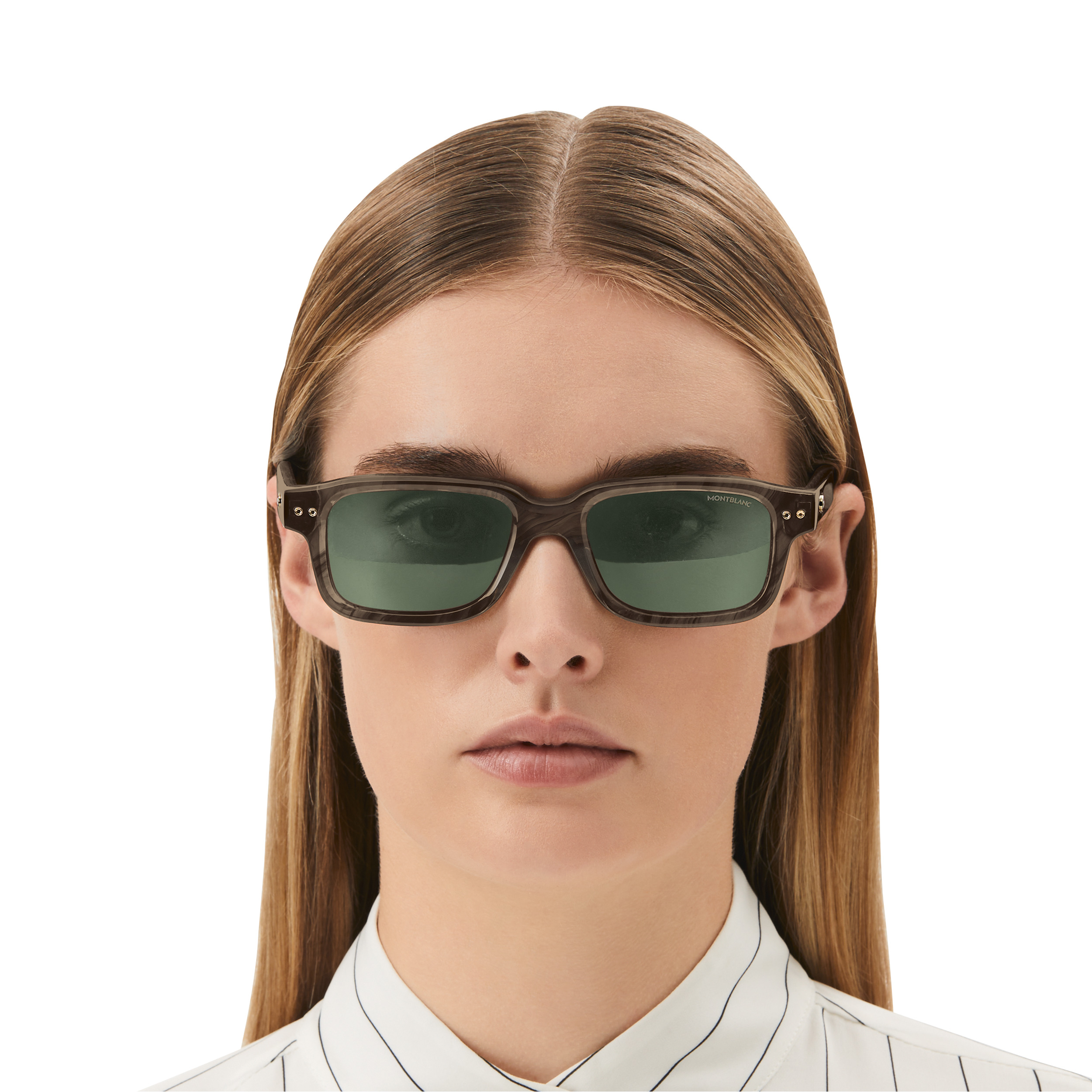 Rectangular Sunglasses with Havana-Colored Acetate Frame - 4