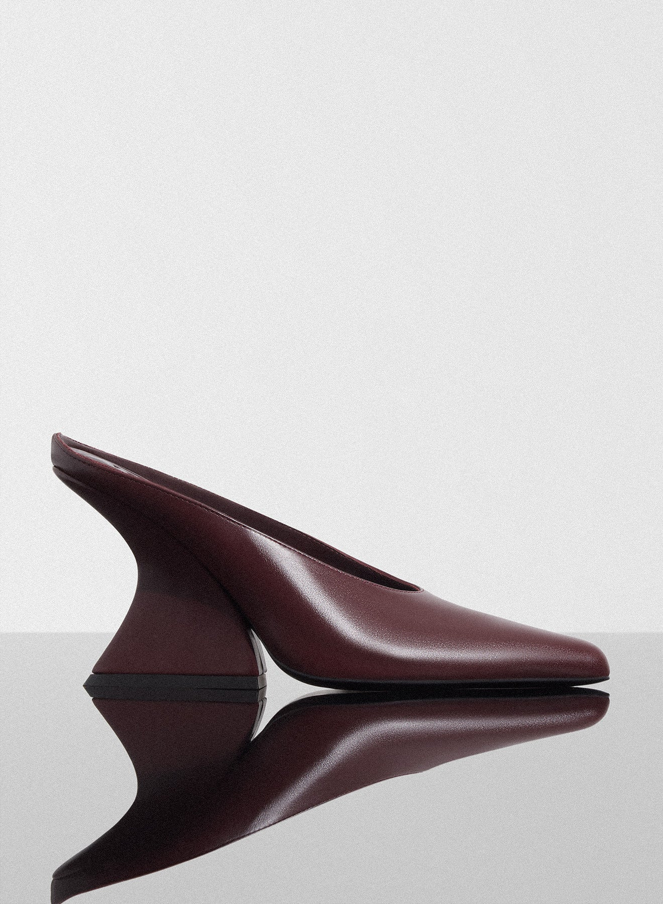 burgundy curved heel mules - 1
