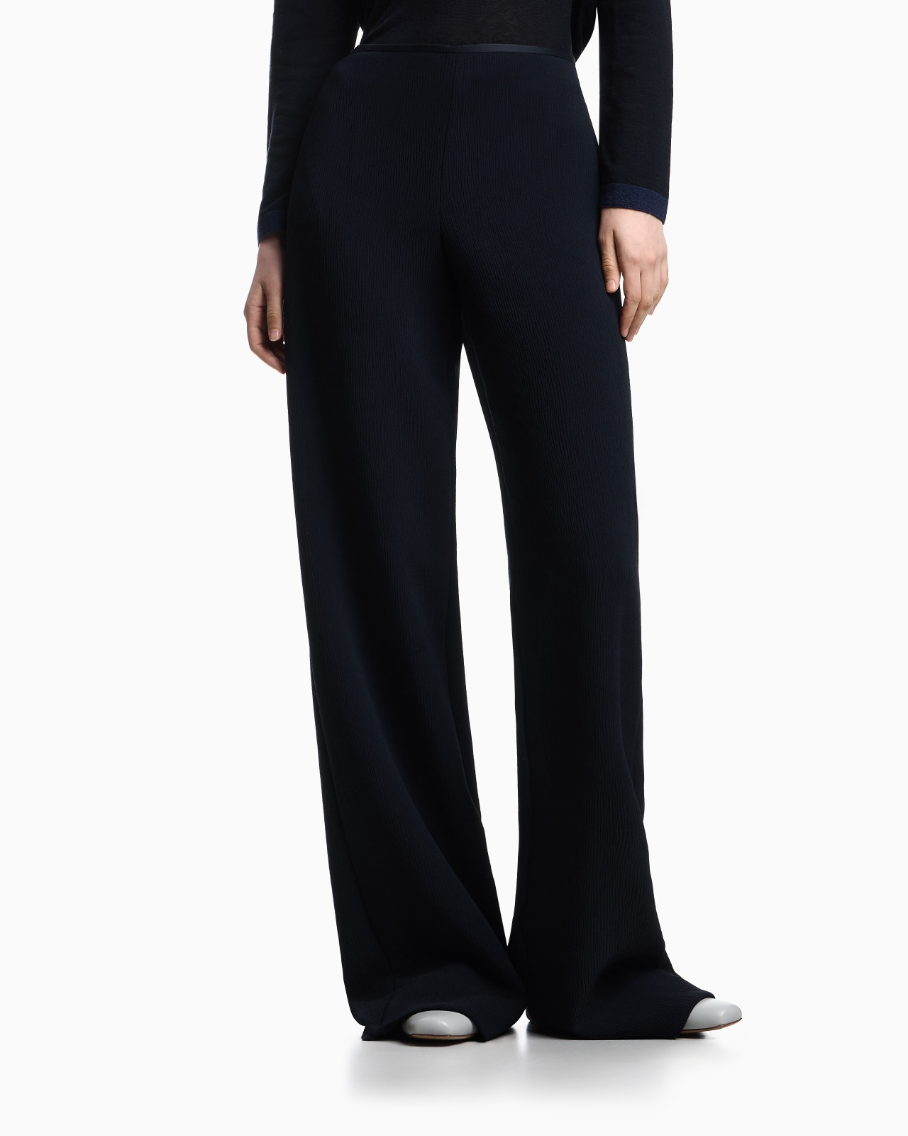 CADY CRÊPE EFFECT PALAZZO TROUSERS - 4