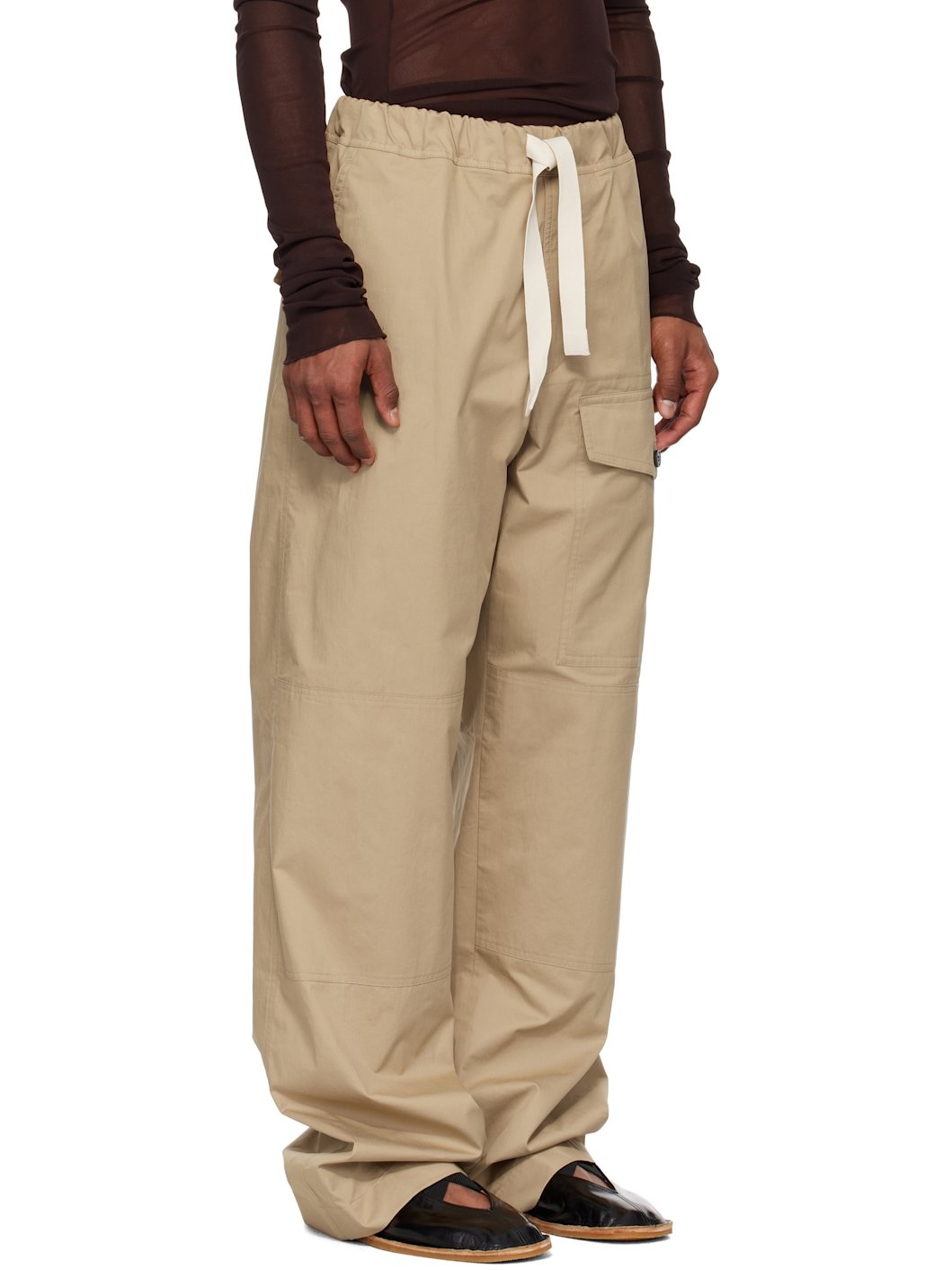 Beige Drawstring Cargo Pants - 2