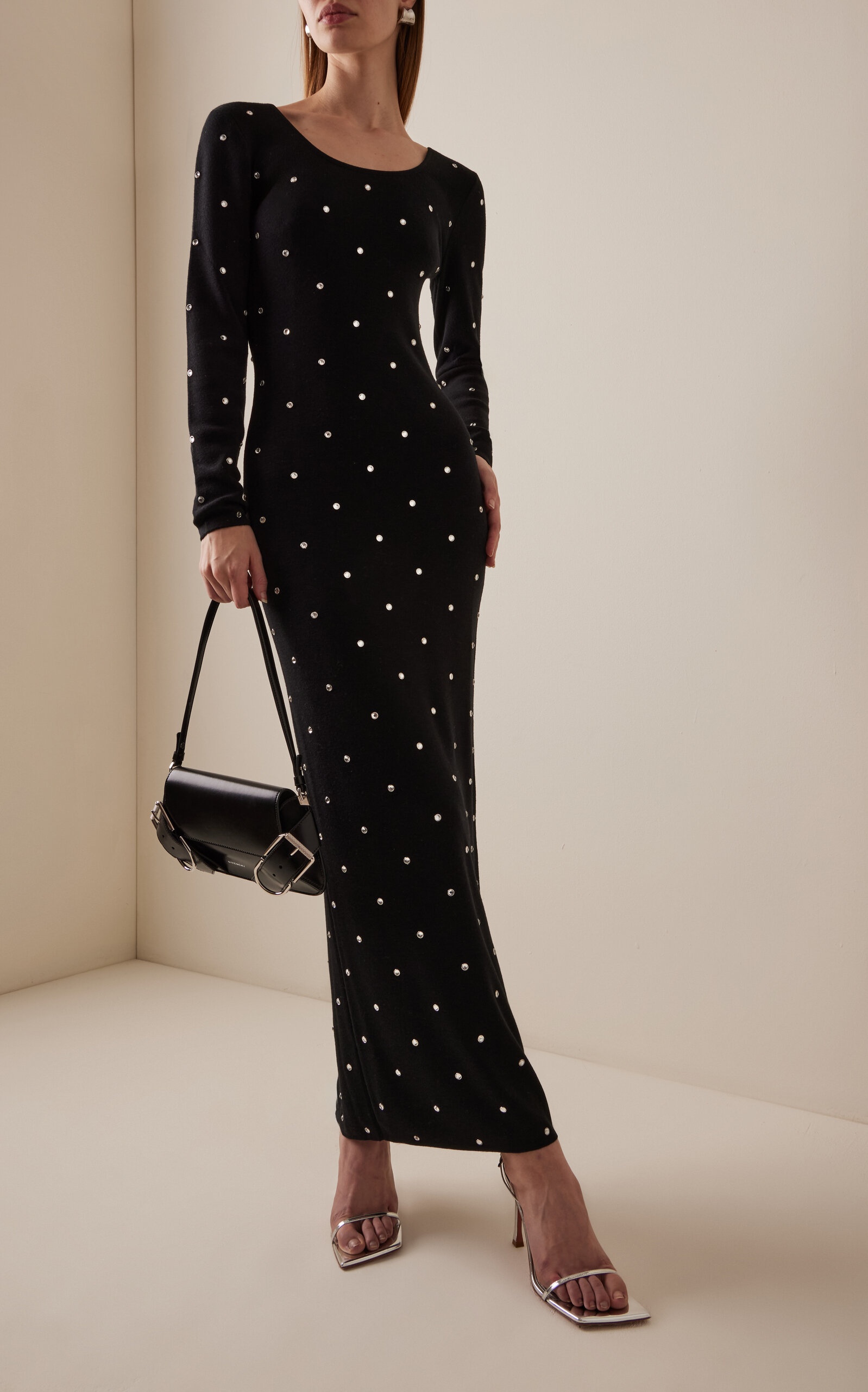 Crystal-Embellished Knit Wool Midi Dress black - 2