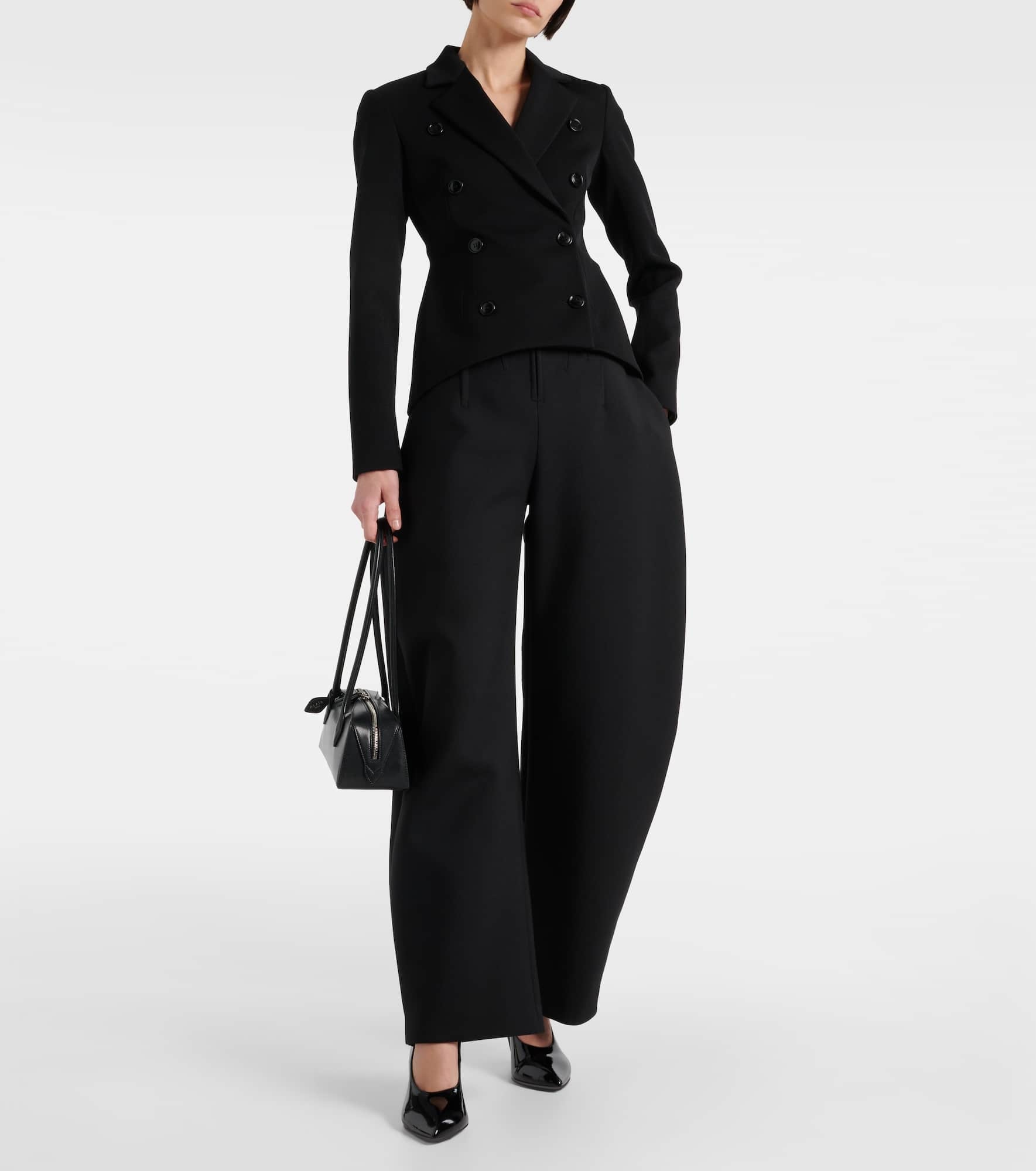 Double-breasted wool-blend blazer - 2
