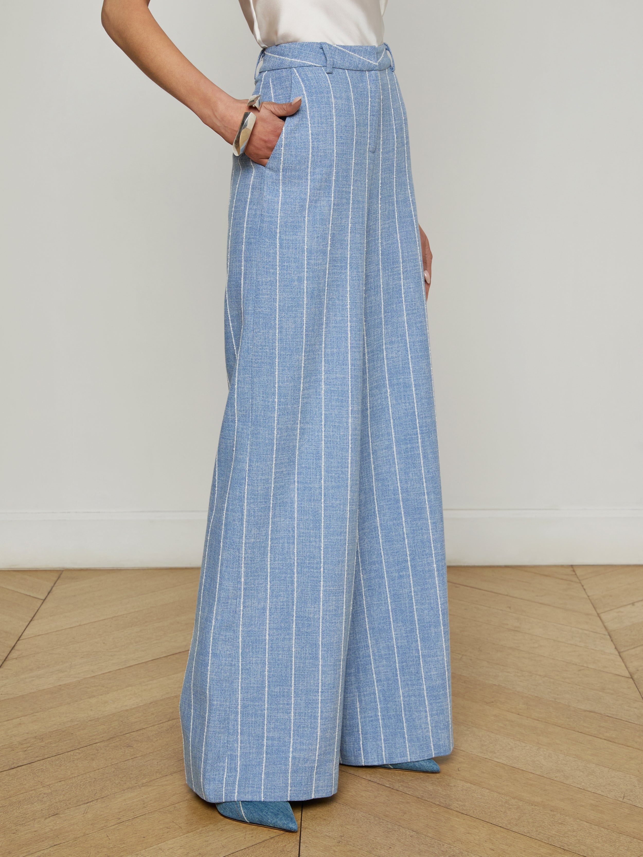 Pilar Pinstriped Wide-Leg Pant - 5