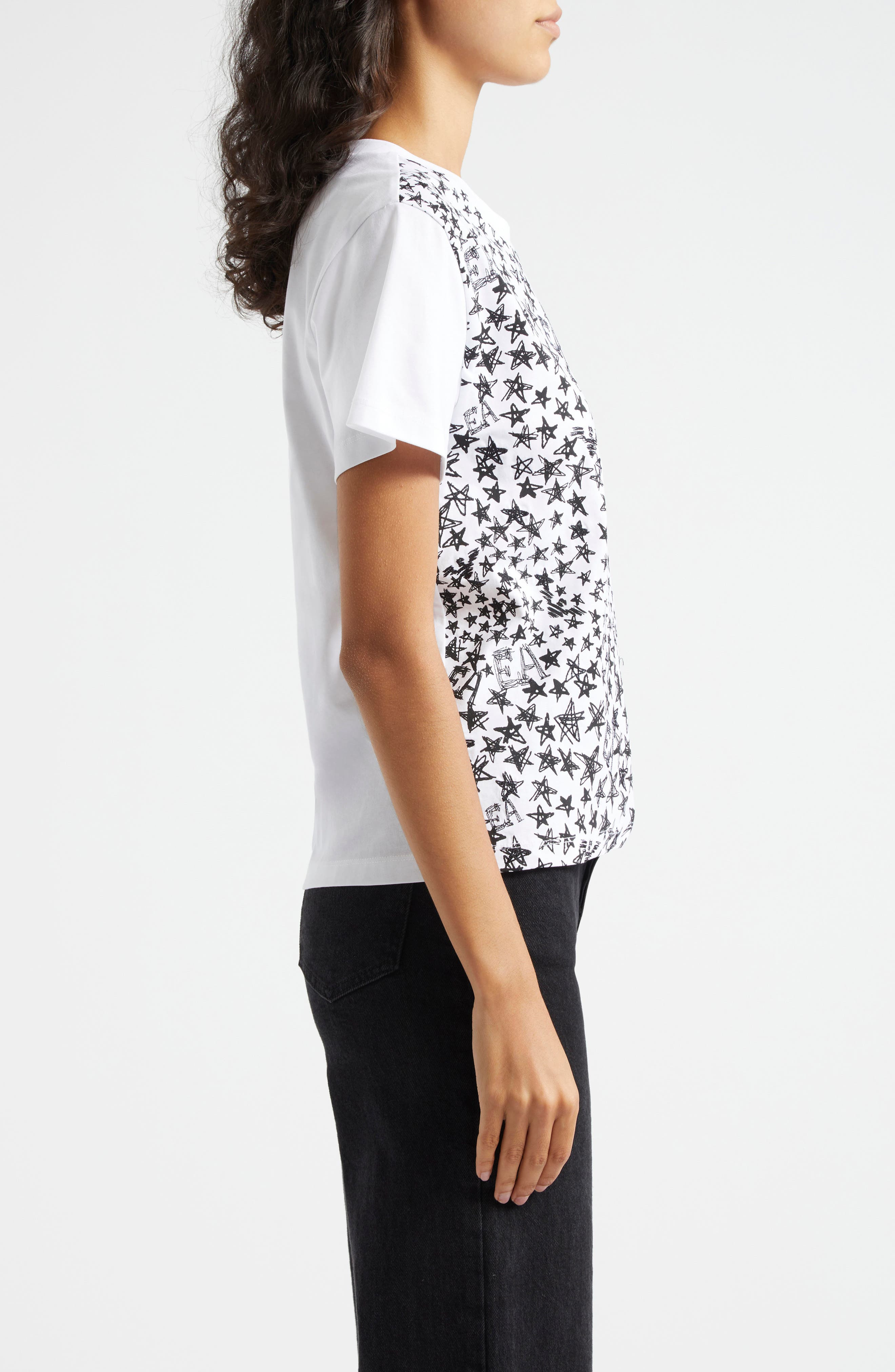 Emporio Armani Star Print Cotton T-Shirt in Solid White at Nordstrom - 3