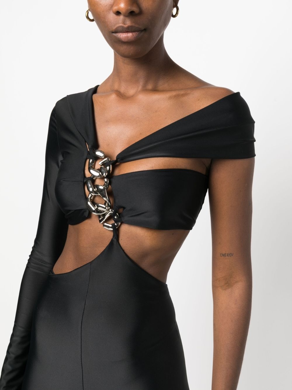 logo-chain one-shoulder jumpsuit - 5