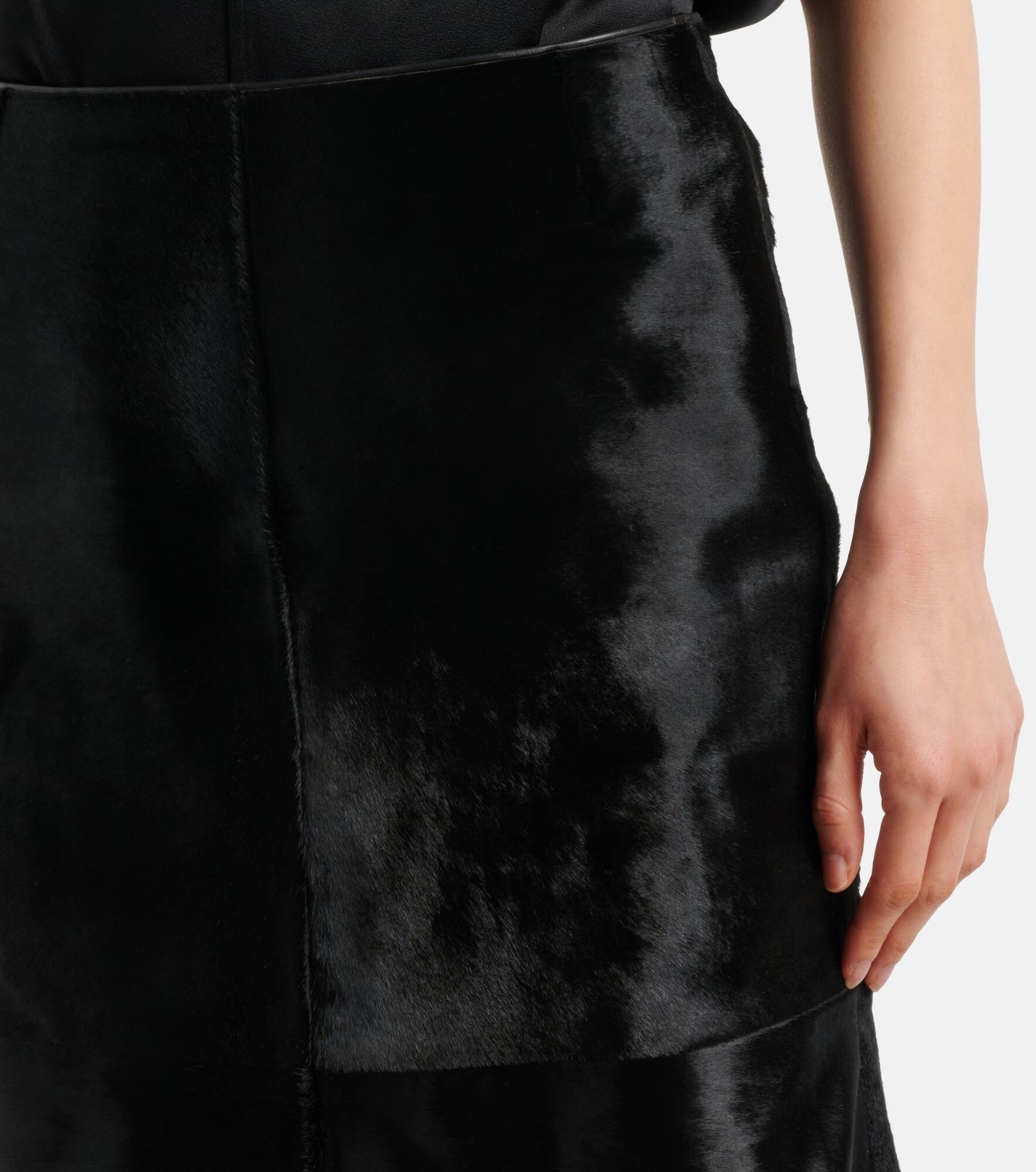 Paneled calf hair midi skirt - 4