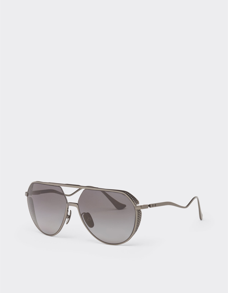 Ferrari sunglasses in matt gunmetal grey titanium with polarised grey gradient lenses 3