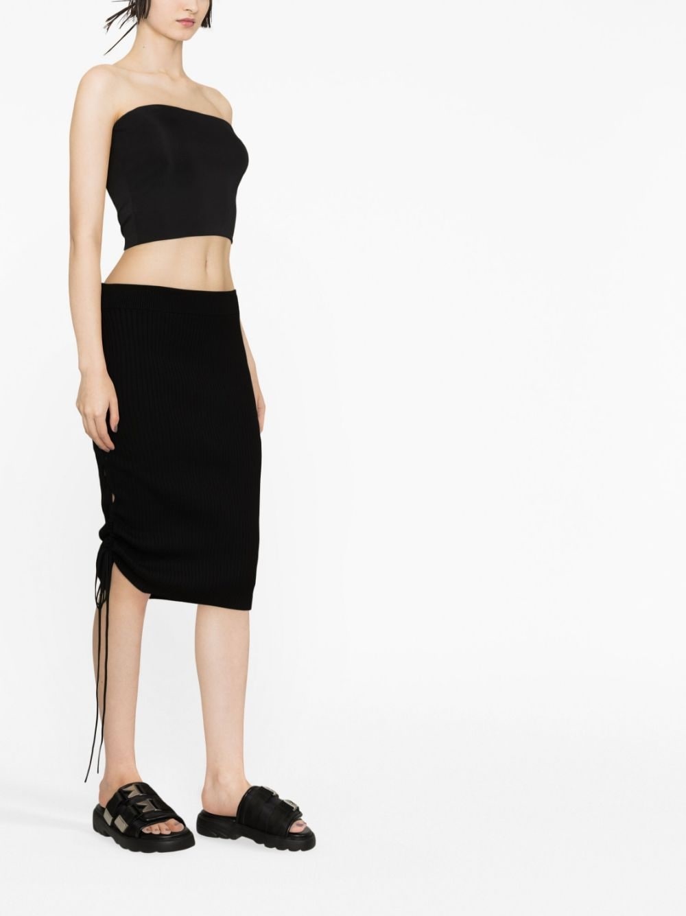 drawstring-detailed midi skirt - 3