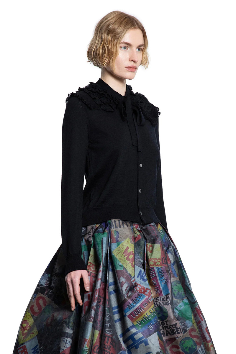 Comme Des Garçons Ruffled-Shoulder-Cropped-Cardigan outlook