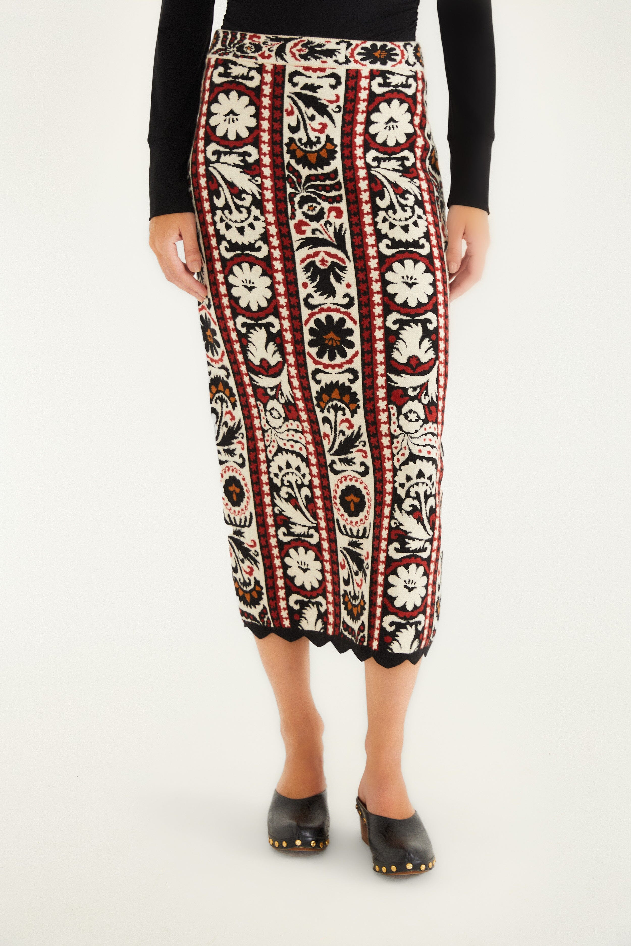 Stripes Winter Tapestry Knit Skirt - 2