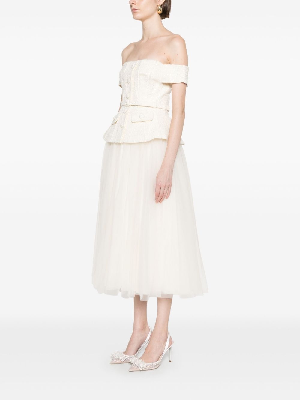 bouclé tulle midi dress - 3