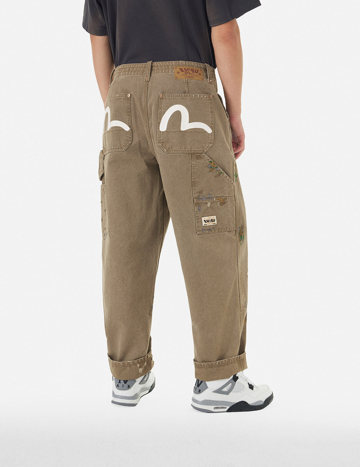 SEAGULL EMBROIDERY AND LOGO PRINT RELAX FIT WASHED PANTS - 5
