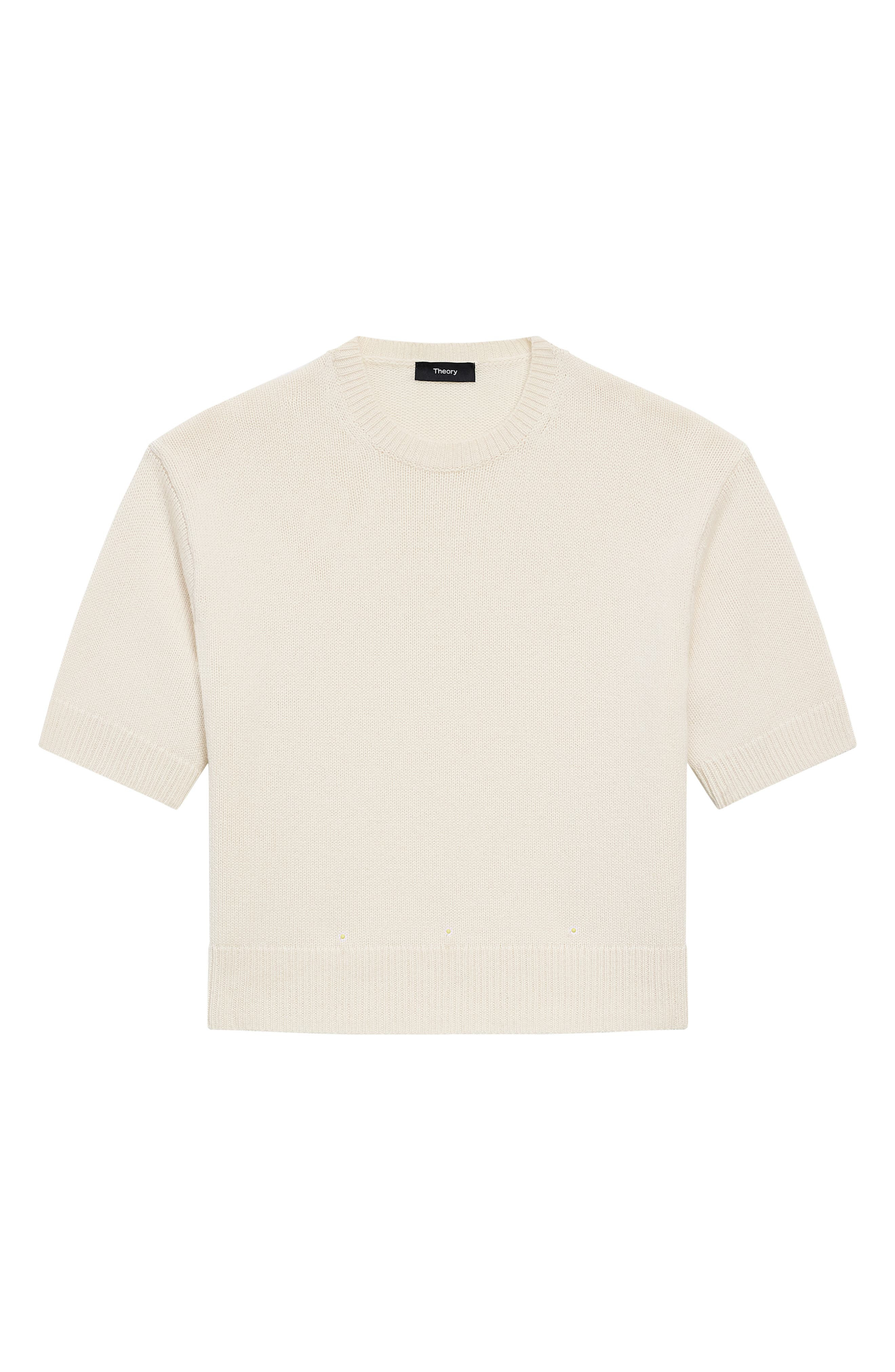 Theory Short Sleeve Cashmere Sweater in Ivory at Nordstrom - 5