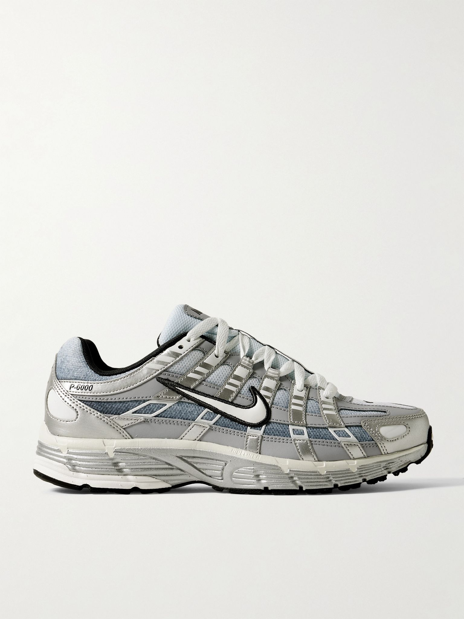 P-6000 Leather and Mesh Sneakers Silver - 1