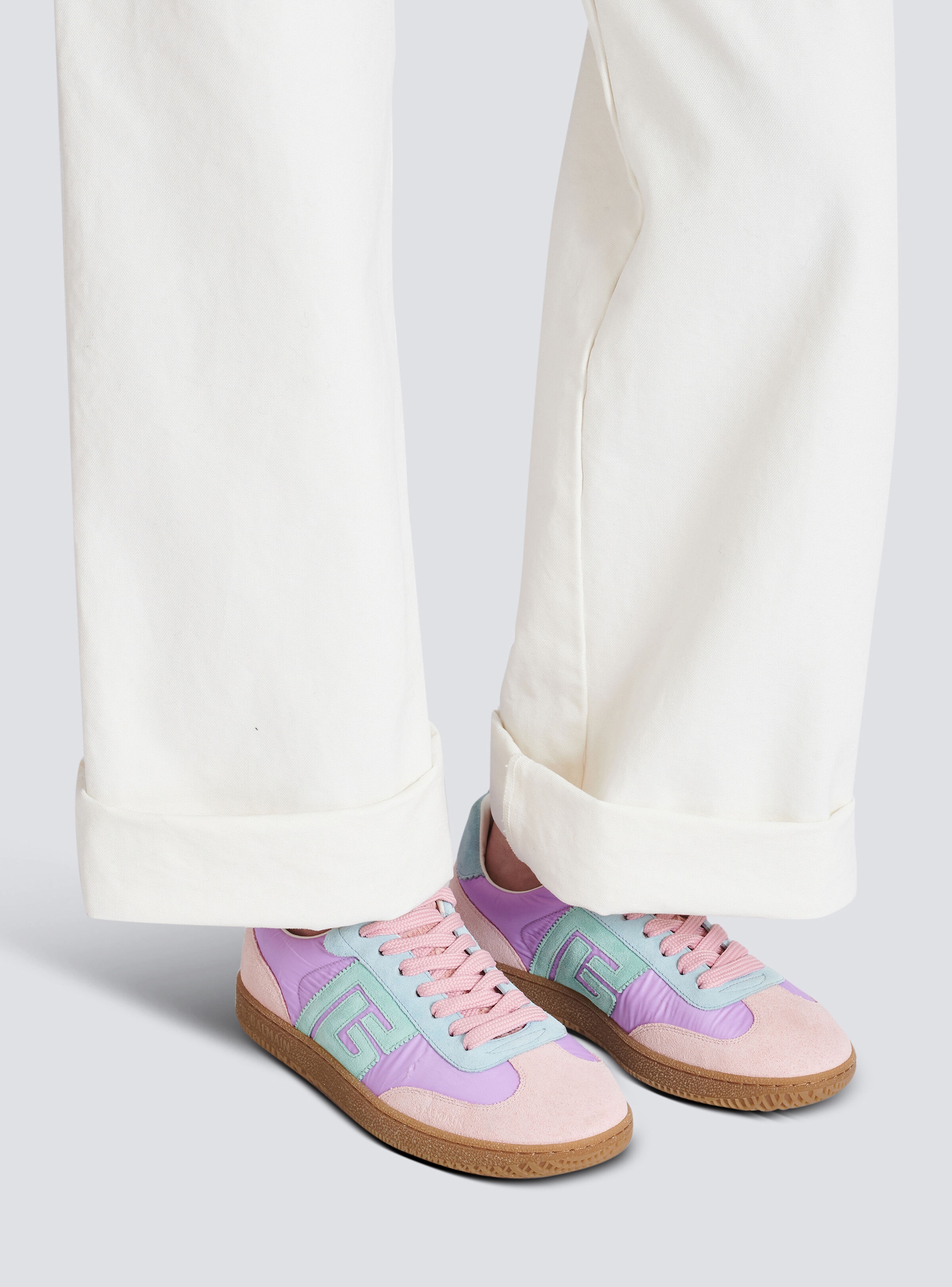 Balmain Swan suede and nylon trainers - 9