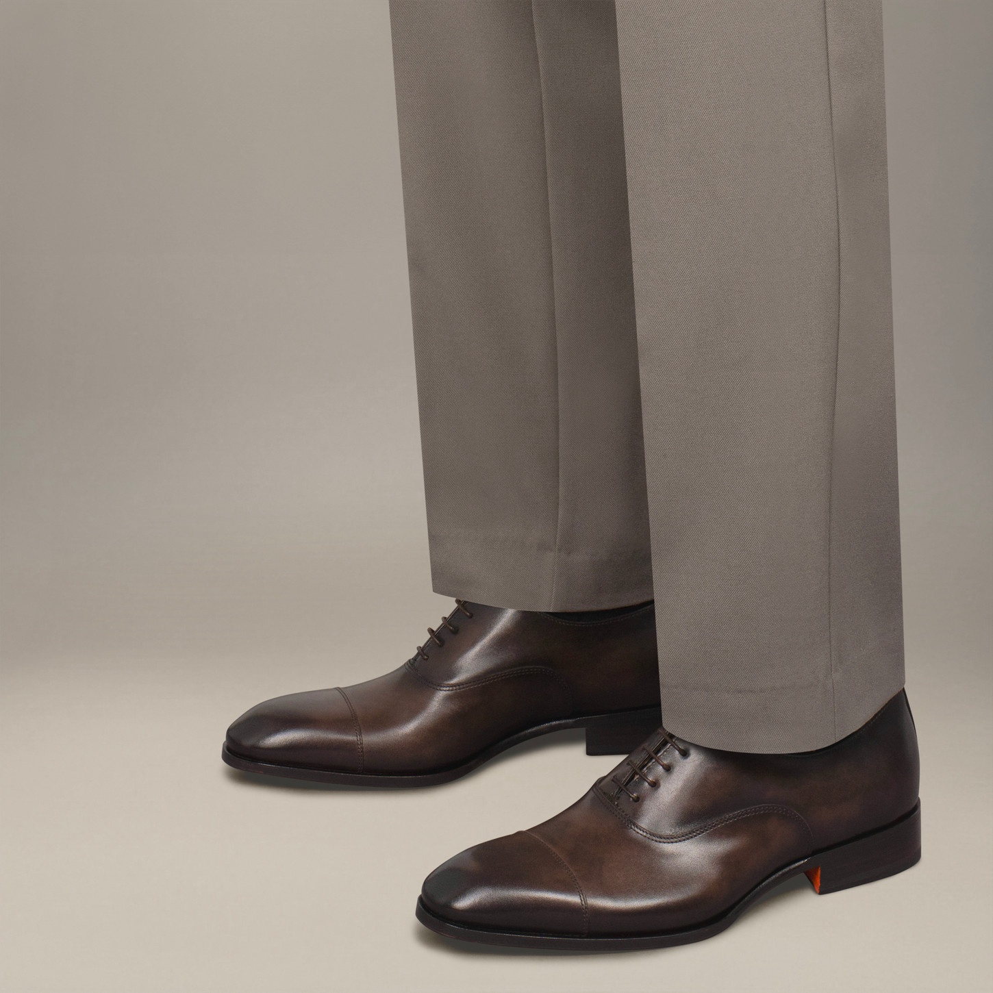 Men's polished brown leather Oxford shoe - 2
