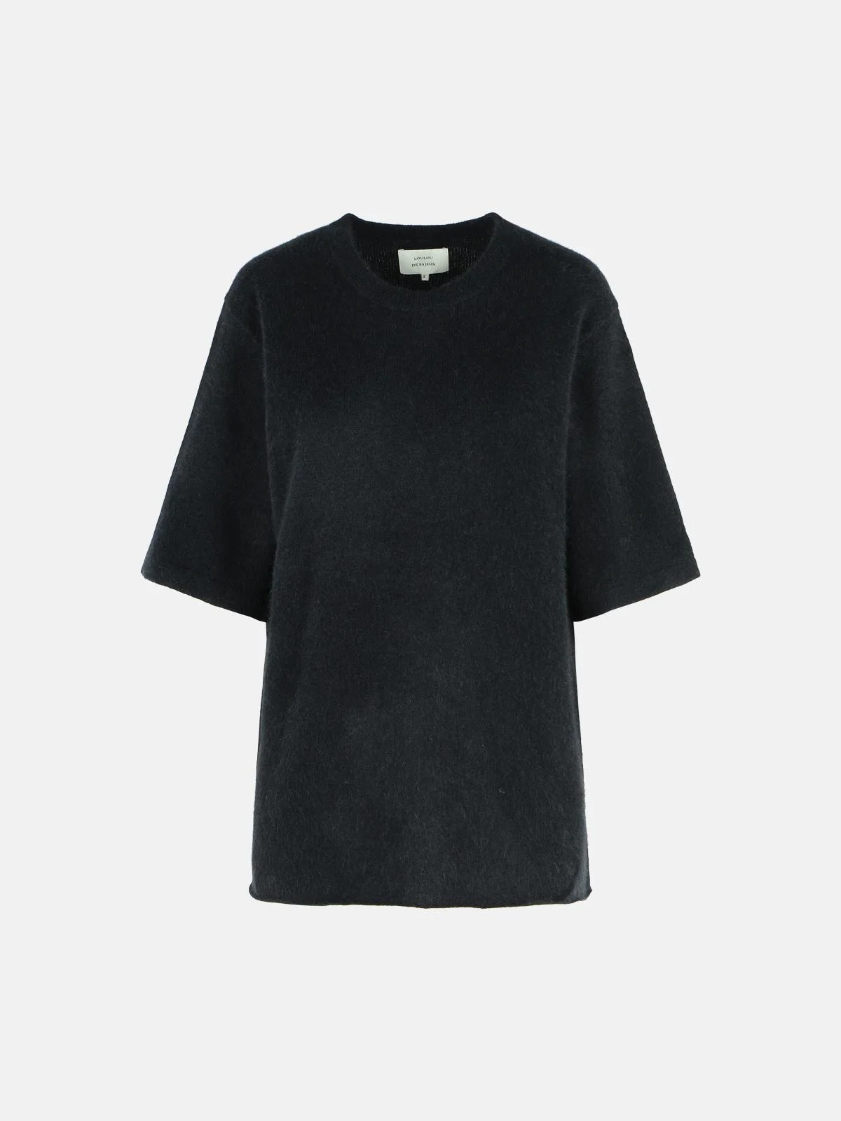 BLACK WOOL BLEND T-SHIRT - 1