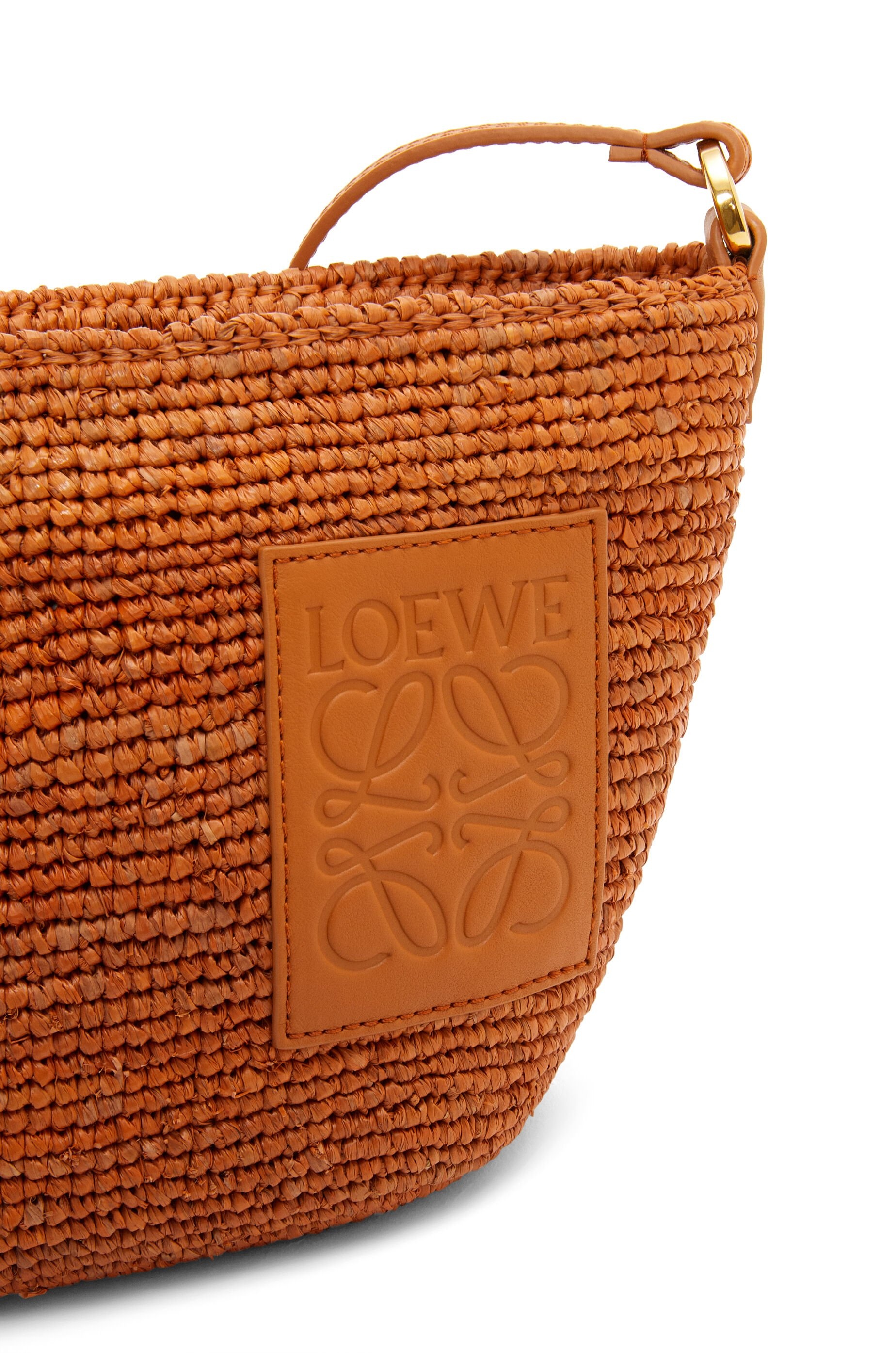 Slit Pochette bag in raffia and calfskin - 7