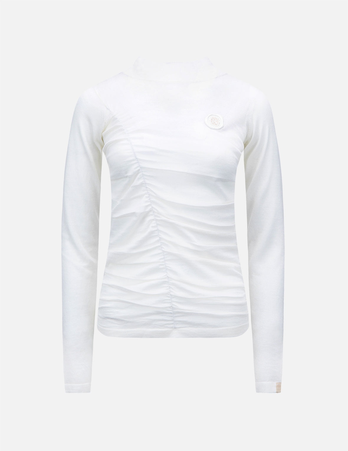 Ruched Front High Neck Knit Top - 7