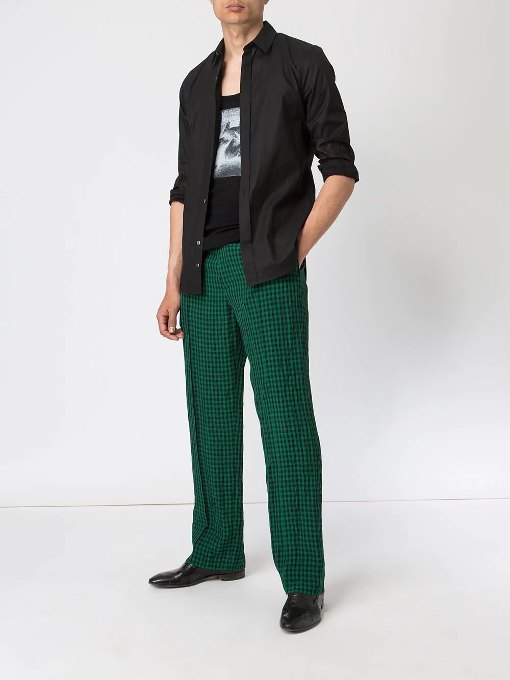 straight check trousers - 2