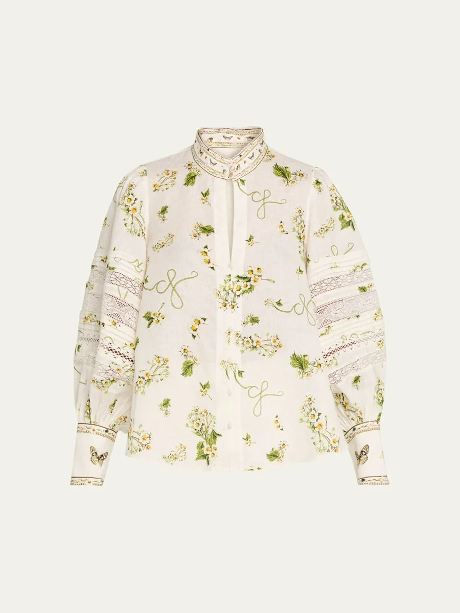 Botanical Utopia Buttoned Collar Blouse - 1