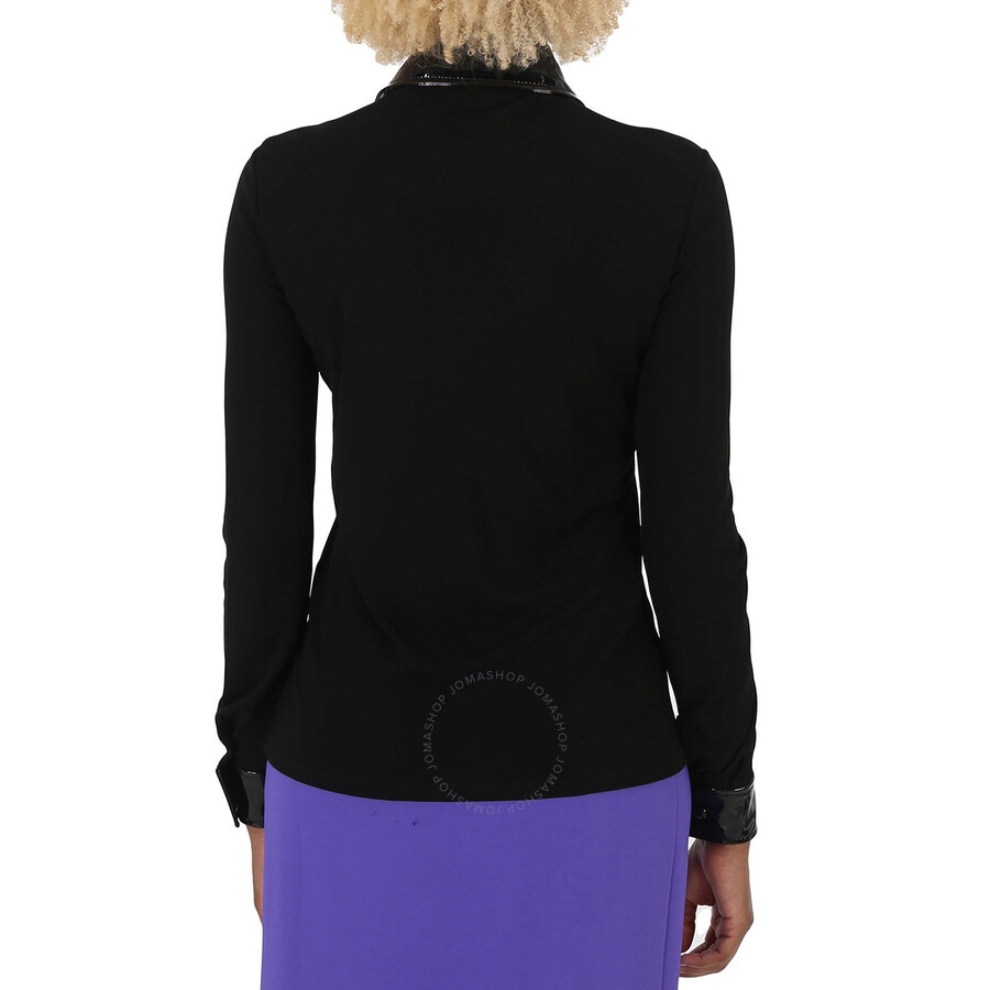 Moschino Black Vinyl Detail Long-Sleeve Organzine Shirt - 5