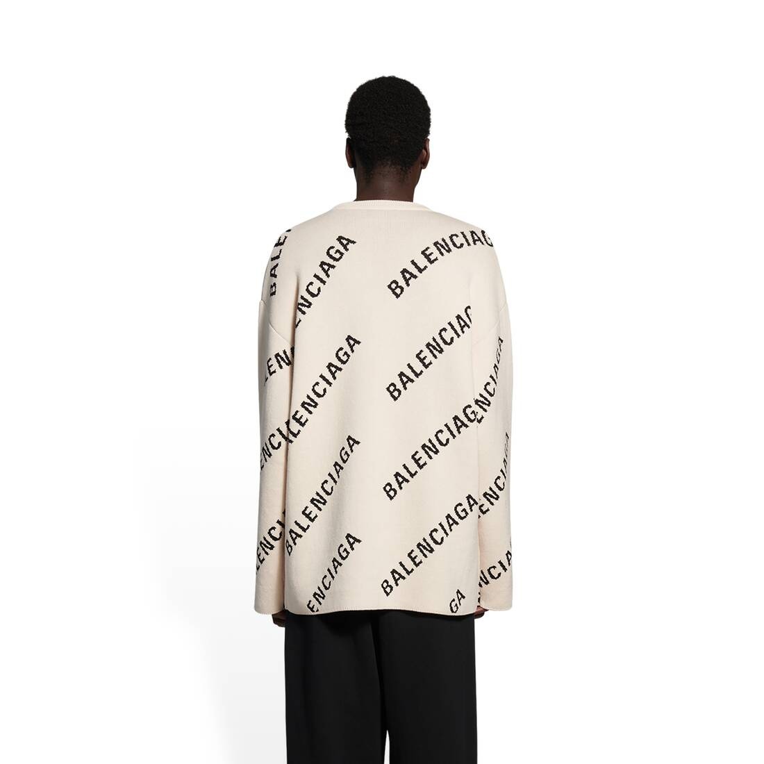Men's Allover Logo Crewneck in White - 4