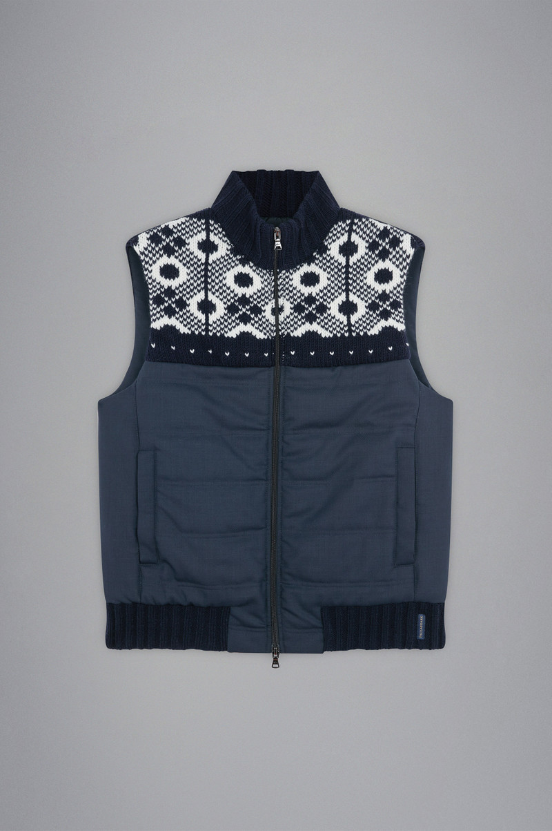WOOL JACQUARD AND TYPHOON® HYBRID VEST 1